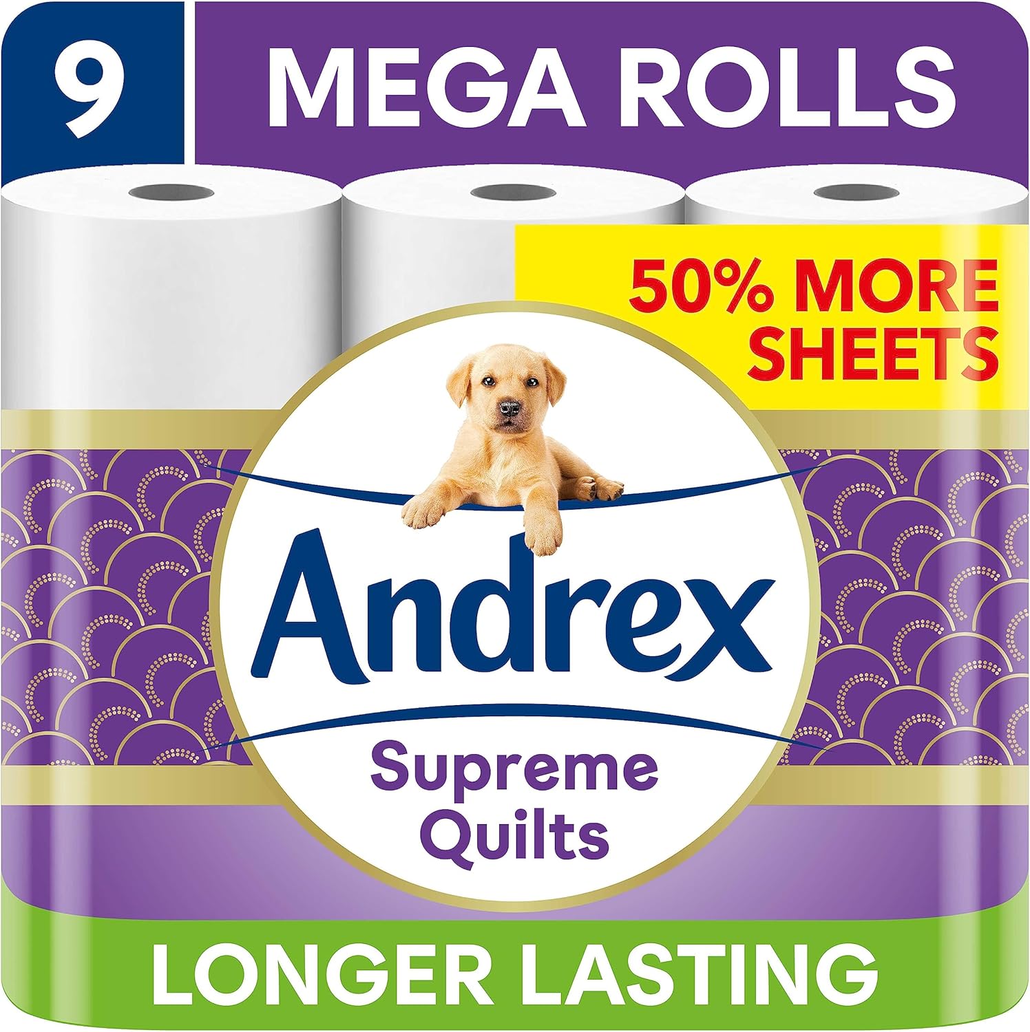 Andrex Supreme Quilts Mega Toilet Roll - 9 Rolls (13.5 Standard Rolls Equivalent)