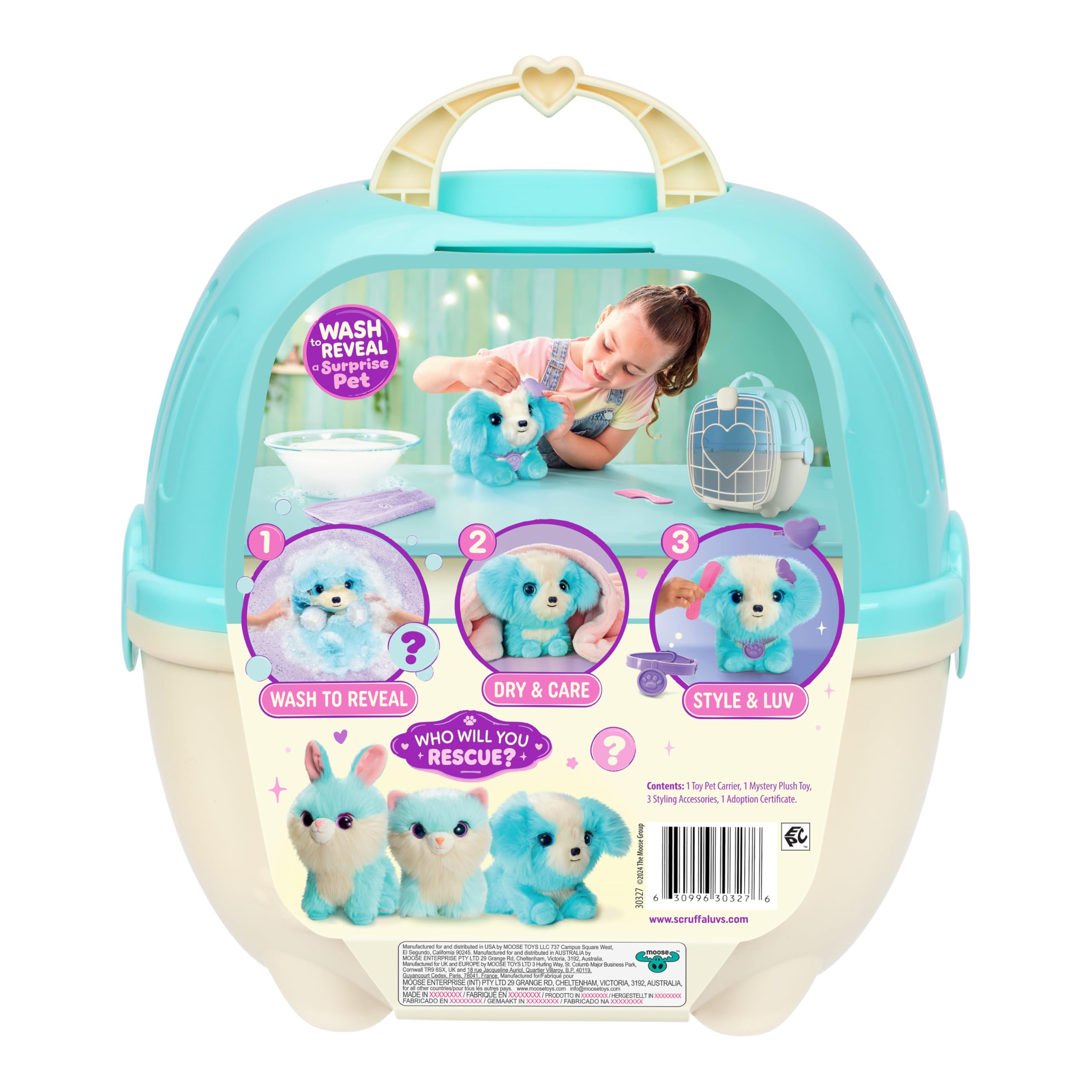 Scruff-a-Luvs Pet Scruffs Blue - Wash & Reveal Mystery Plush Toy, 7.5" Tall 3