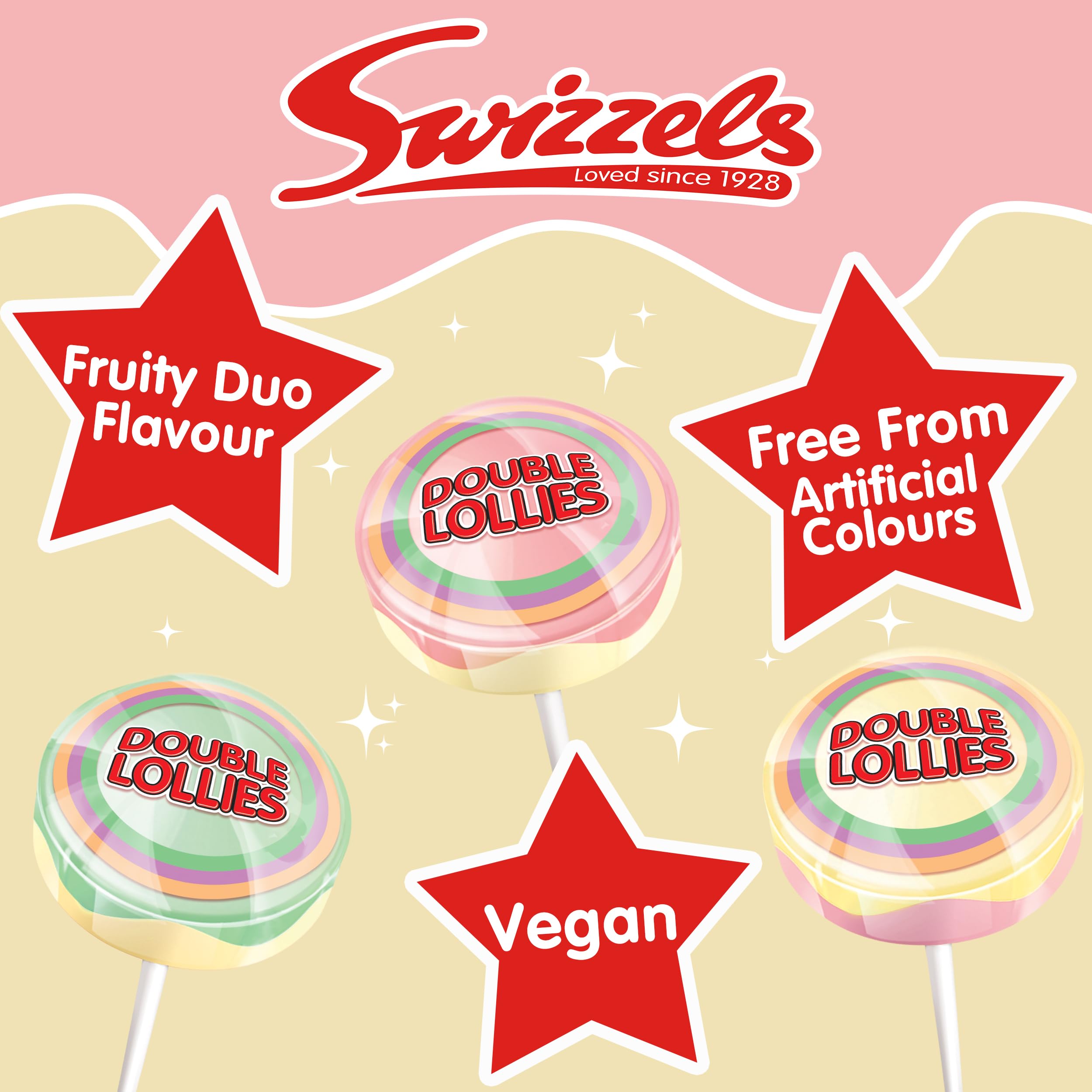 Swizzels - Double Lollies Sweets Dispenser Box (100 Lollipops, Vegan Friendly)