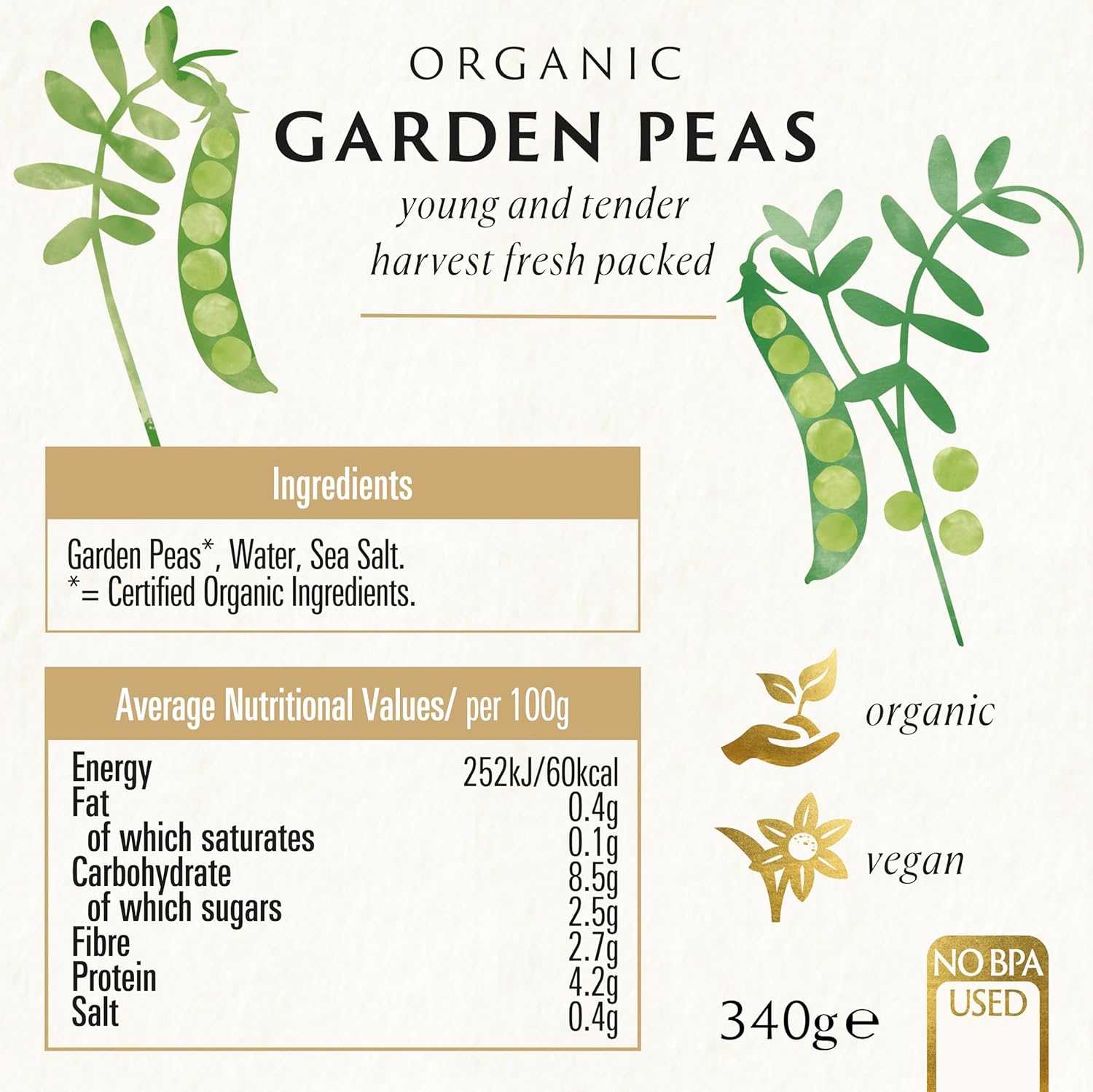 Biona Organic Garden Peas, 340g - Certified Organic, Vegan, No Added Sugar 4