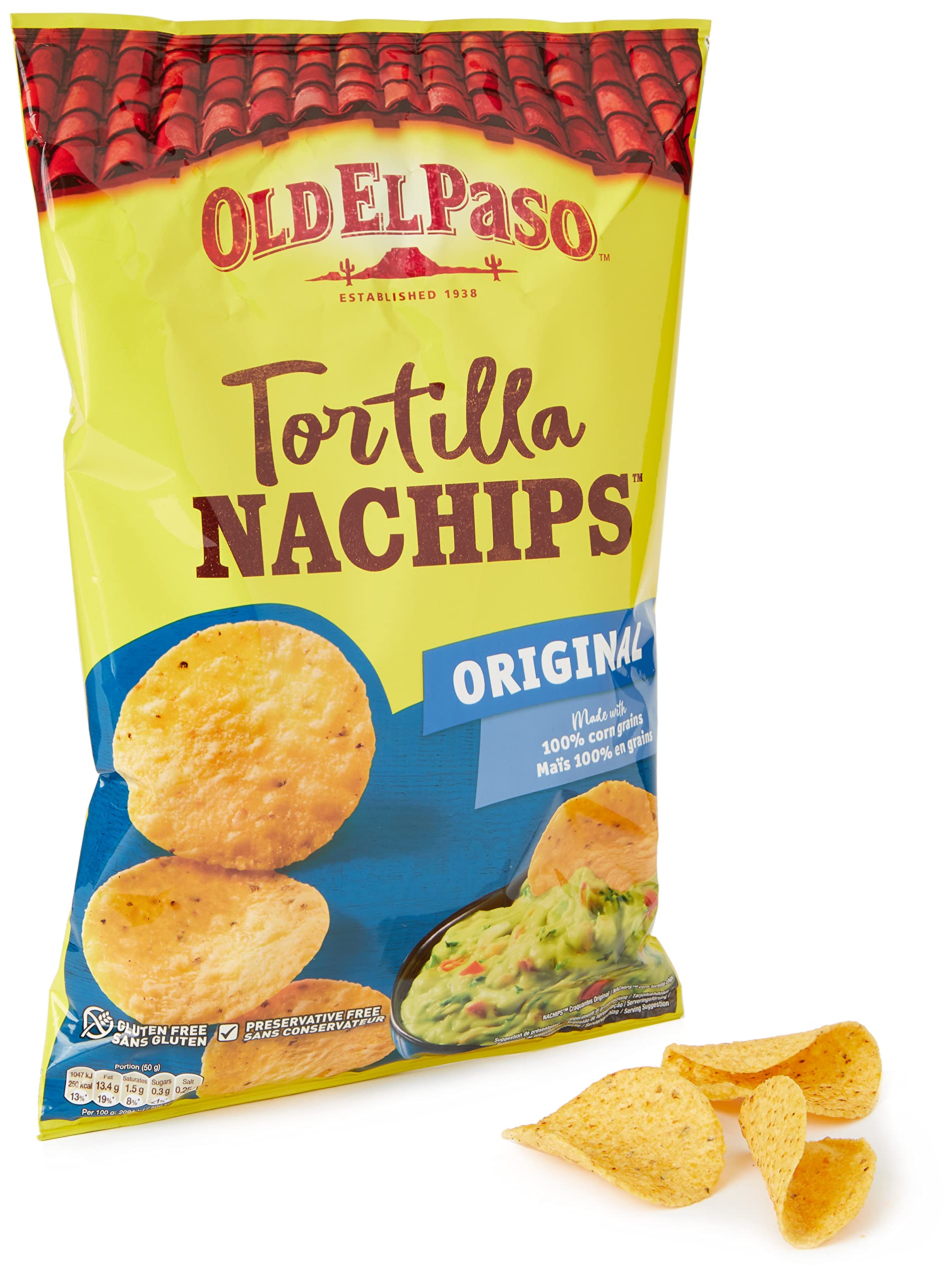 Old El Paso Gluten Free Crunchy Original Tortilla Chips 185g (Pack of 5)