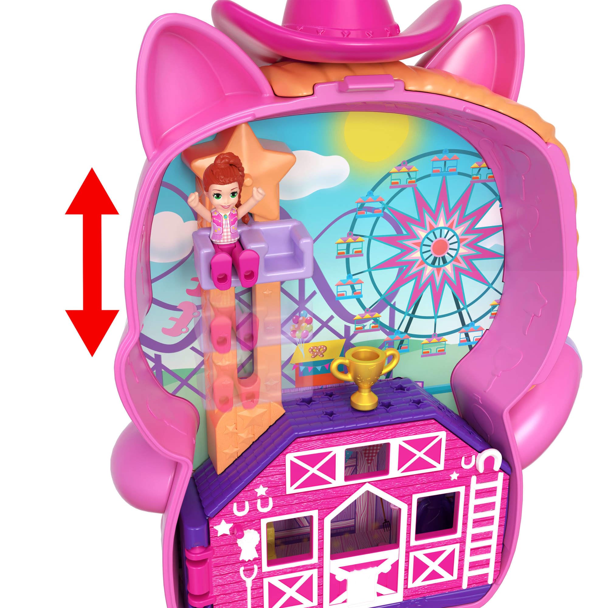 Polly Pocket Pony Rodeo Compact Playset - Micro Doll with 2 Pet Ponies & 10 Accessories 9
