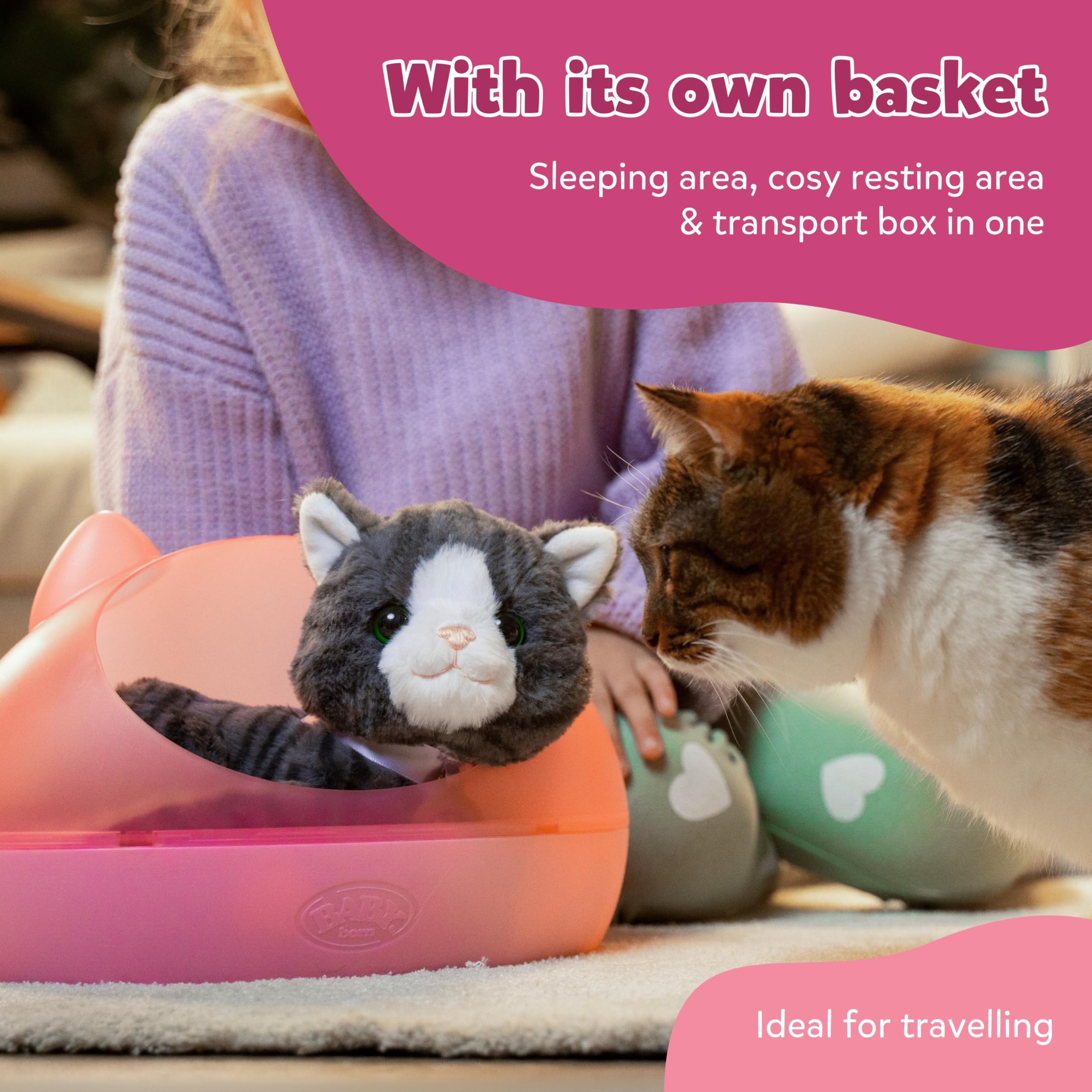 BABY born My Cat Cookie - Interactive Plush Kitten with Cat Bed for Toddlers 1+