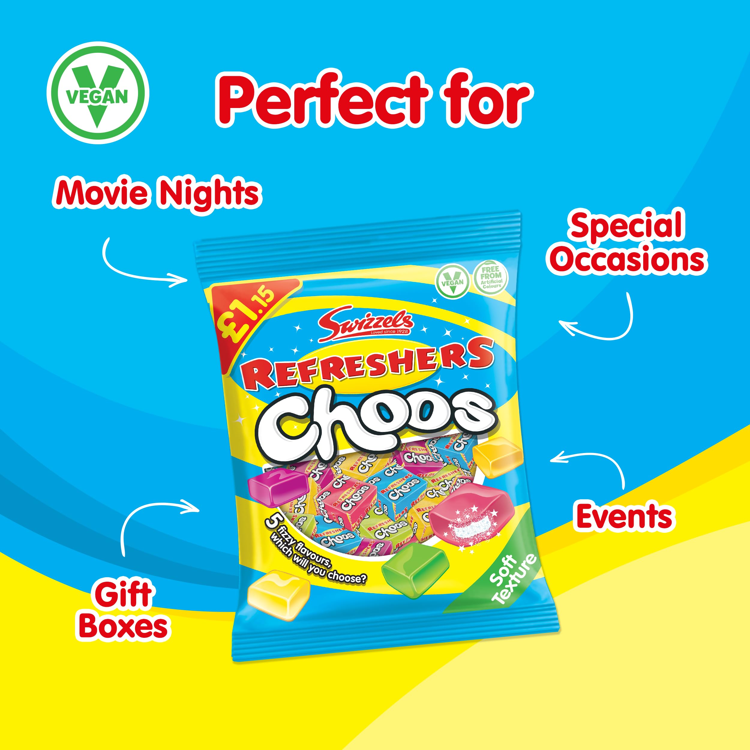 Swizzels Refreshers Choos (115g) - Fruity Fizzy Chewy Sweets Assortment