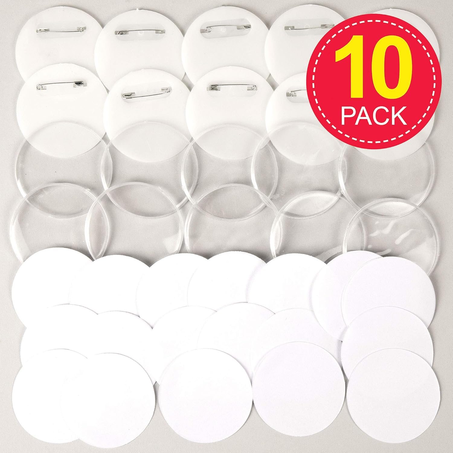 Baker Ross Design Your Own Badge Craft Kit (Pack of 10) - 5.5 cm White DIY Badges for Kids 3