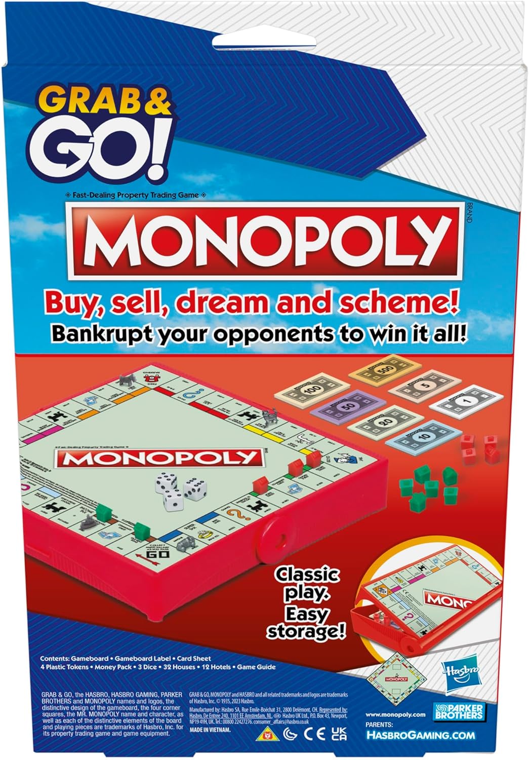 Monopoly Grab and Go Game - Portable Travel Board Game for 2-4 Players 5
