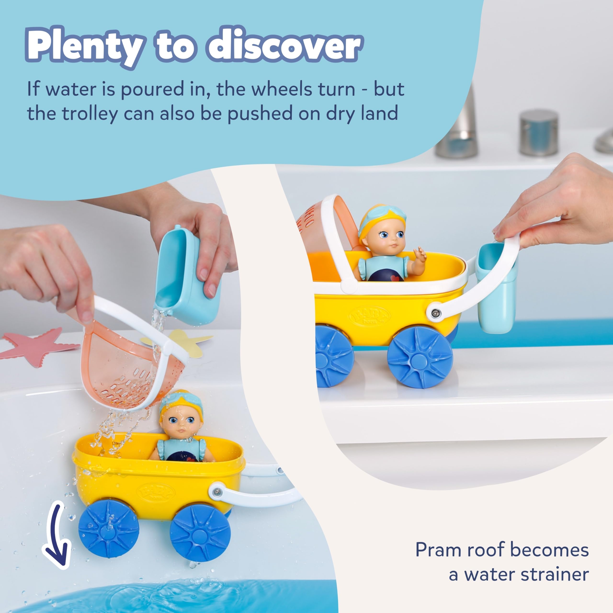BABY born Splish Splash Pram with Emma - Interactive Bath Toy for Toddlers 1+