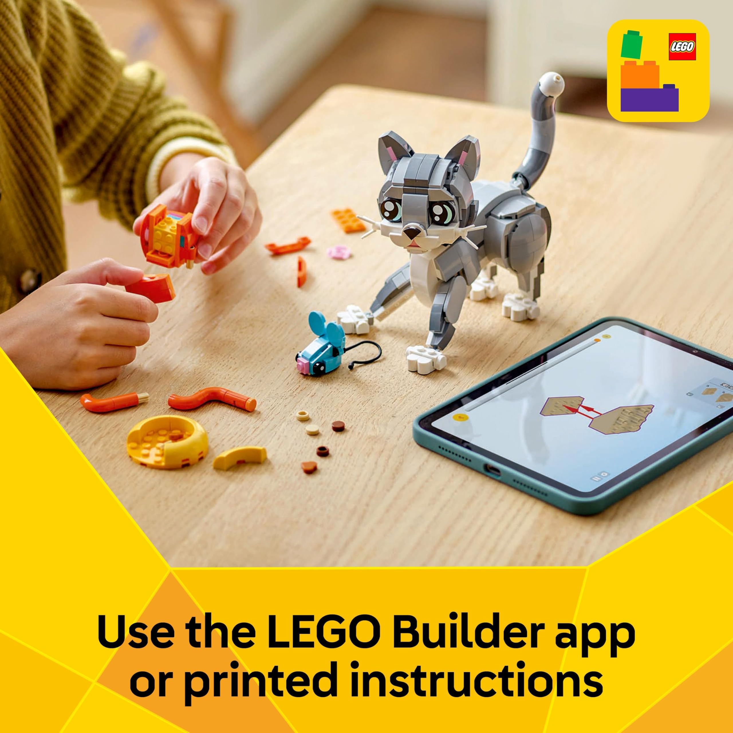 LEGO Creator 3in1 Playful Cat Toy - Buildable Cat, Dog & Pigeon Models for Ages 8+ 8