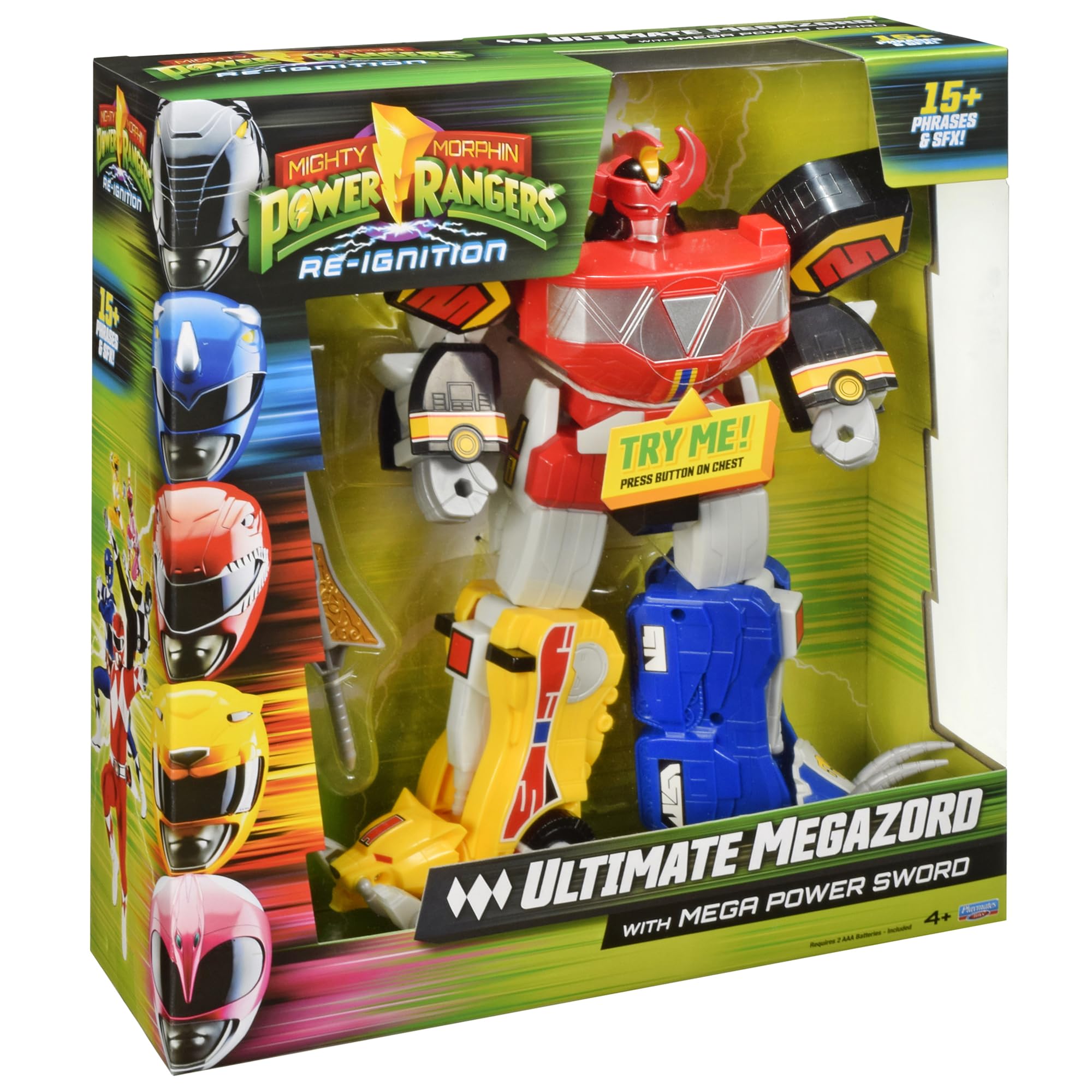 Power Rangers Mighty Morphin Ultimate Megazord Electronic Figure - Light-Up, Sound & Sword, Ages 4+