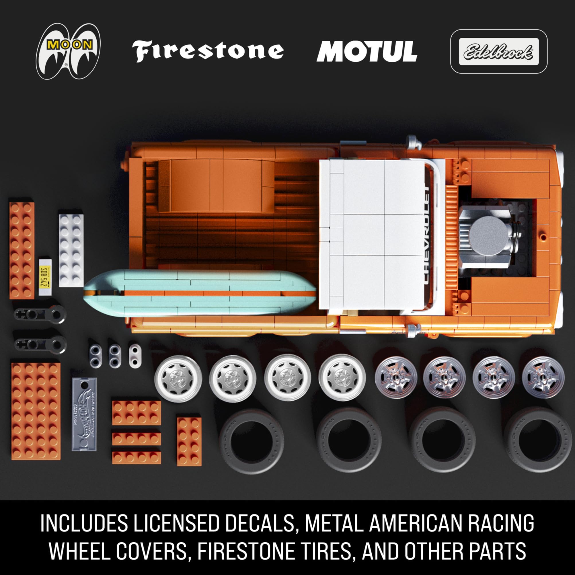 Mattel Brick Shop Hot Wheels Elite Series Building Set - Custom ’62 Chevy Pickup, 857-Piece Set for Ages 10+