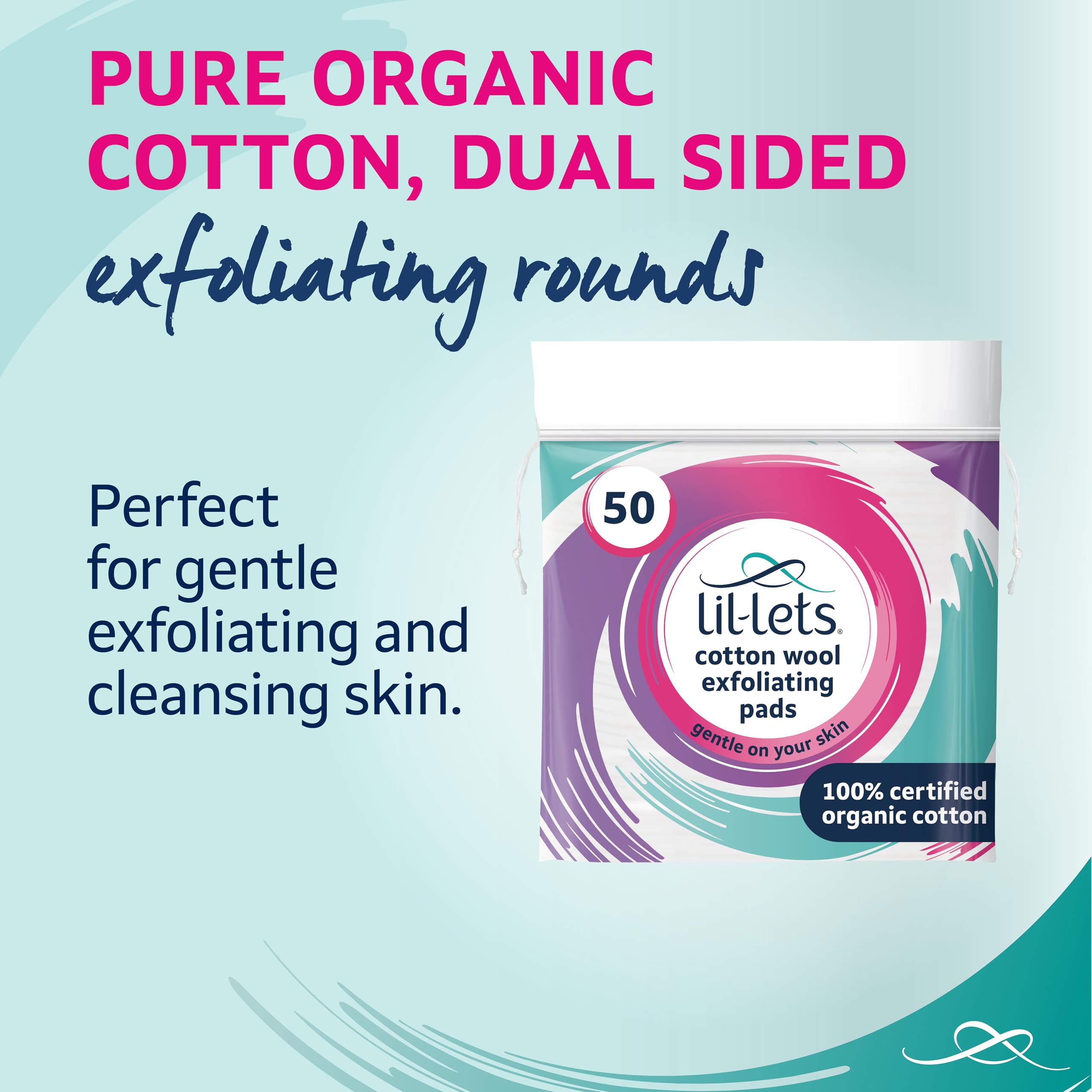 Lil-Lets Organic Cotton Exfoliating Rounds (50 Count) - Dual-Sided Skincare Pads for Cleansing & Makeup Removal 4