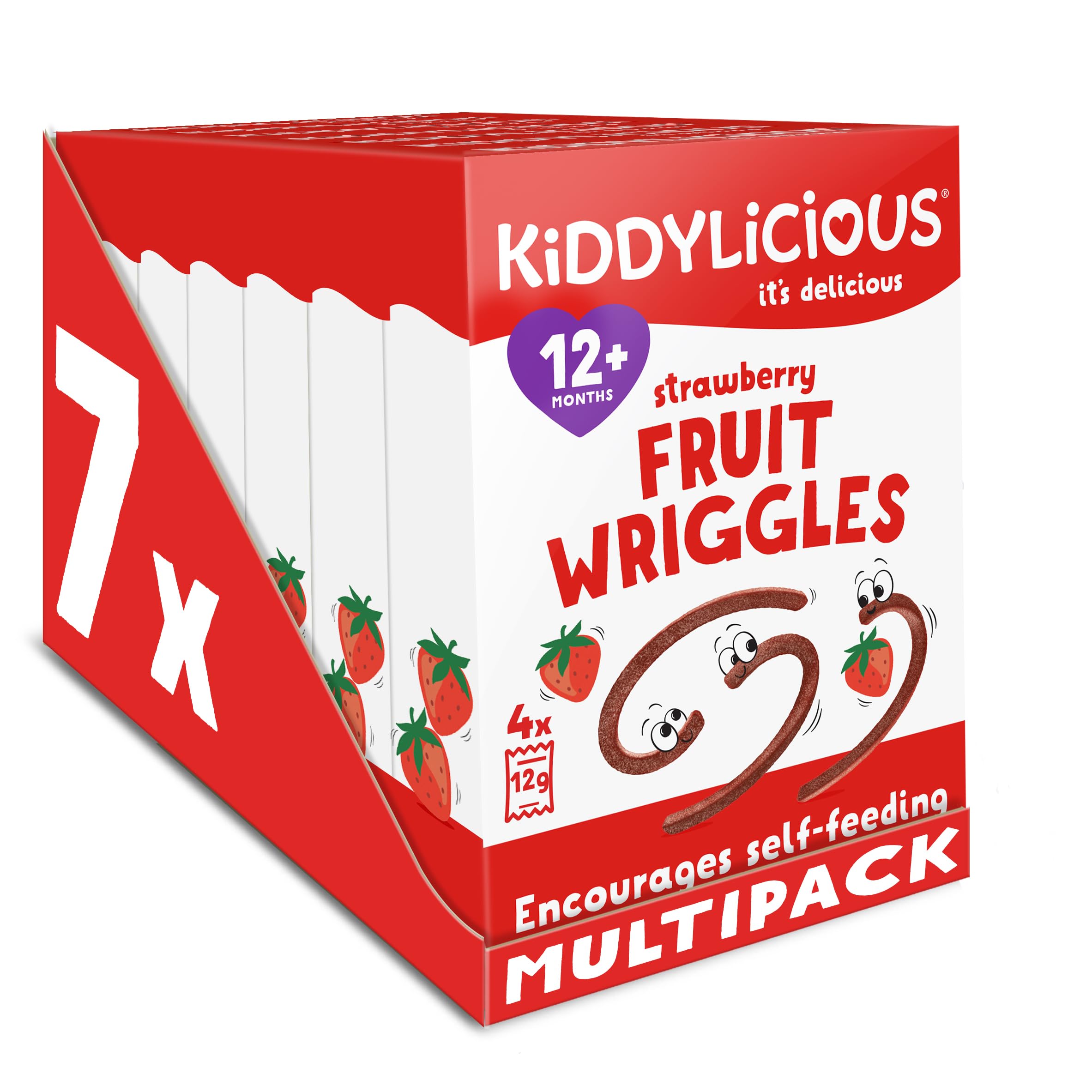 Kiddylicious Strawberry Wriggles - Real Fruit Snack for Kids 12 Months+