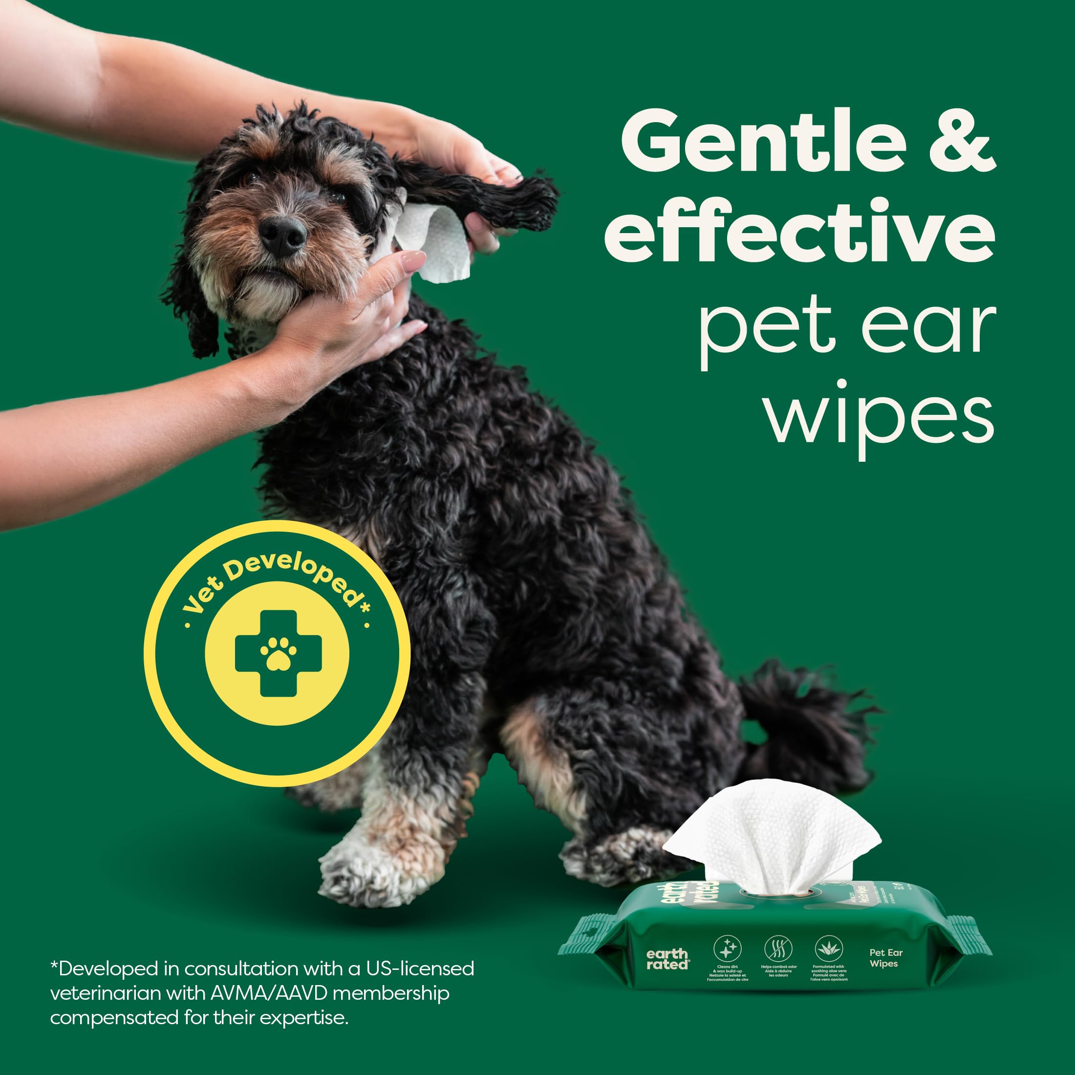 Earth Rated Vet-Developed Hypoallergenic Dog Ear Wipes with Aloe Vera & Chamomile | 70 Count | Wild Oat Scented 2