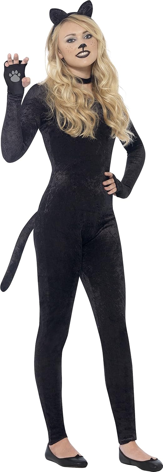 Smiffys Cat Costume - Small, Black Jumpsuit with Tail, Ears, and Collar for Teens & Adults 7