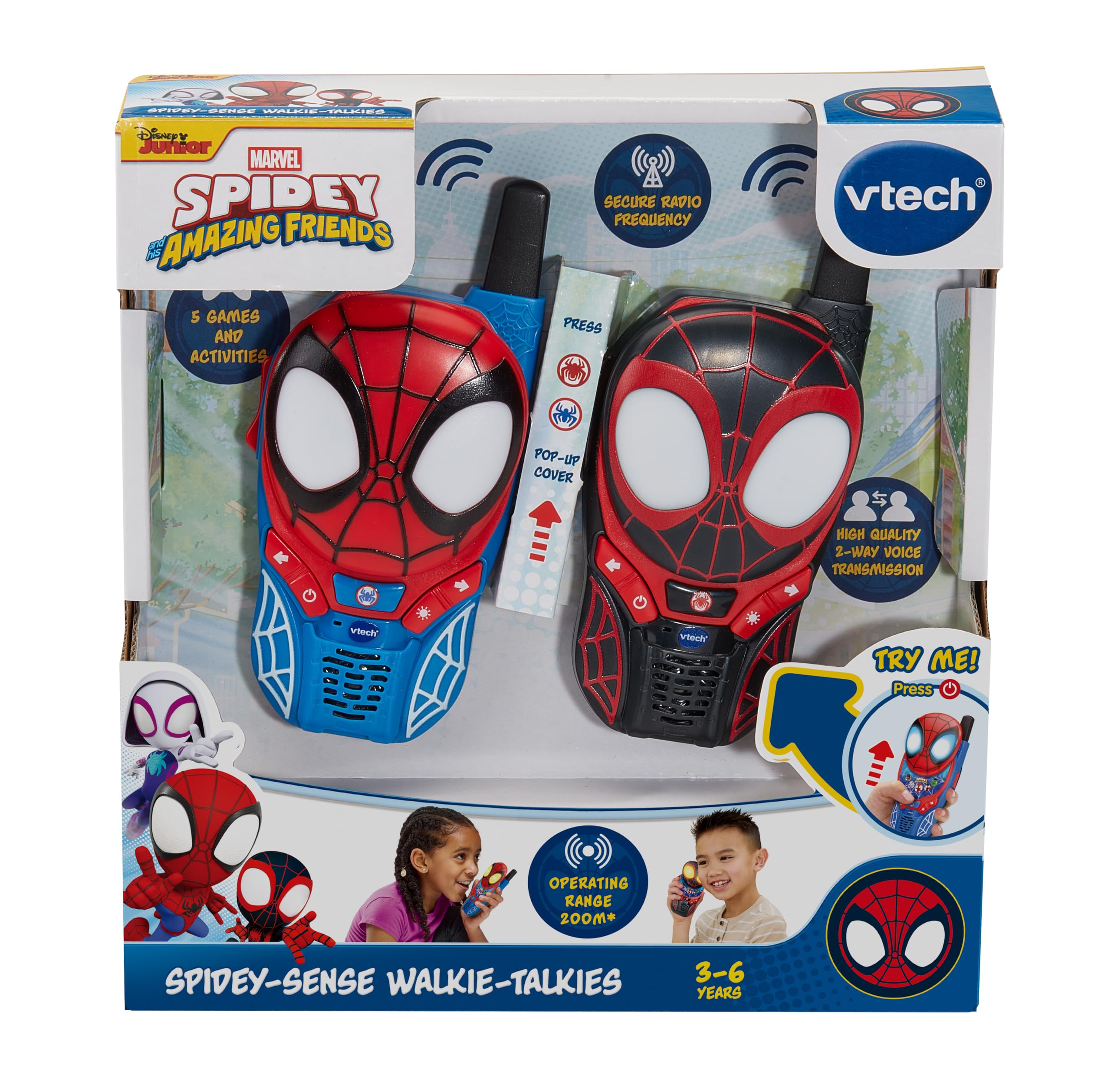 VTech Spidey and His Amazing Friends Spidey-Sense Walkie-Talkies - 500ft Range, Light-Up Eyes, Ages 3-6 5