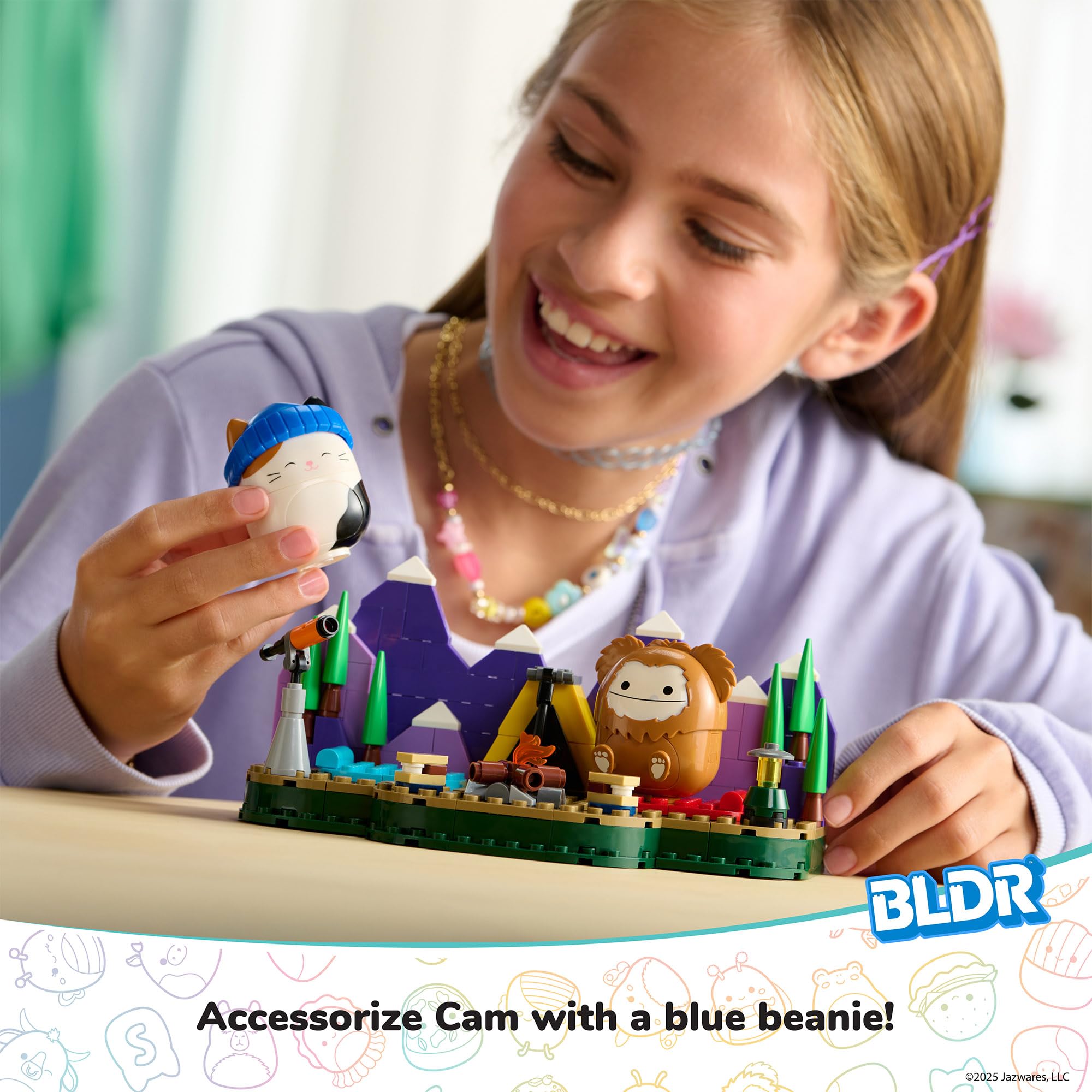 BLDR Squishmallows 246-Piece Camping Adventure Building Set - Cam & Benny Playset for Kids 3+ 4