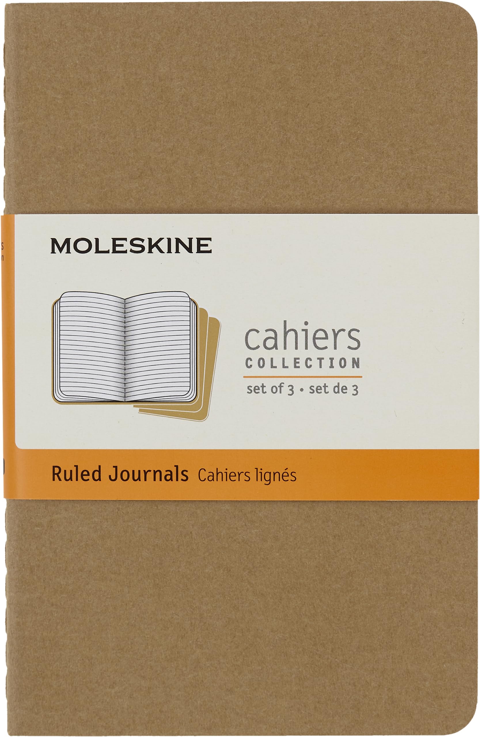 Moleskine S04924 Cahier Notebook Set - Pocket Size, Ruled, Kraft Brown (3 Count)