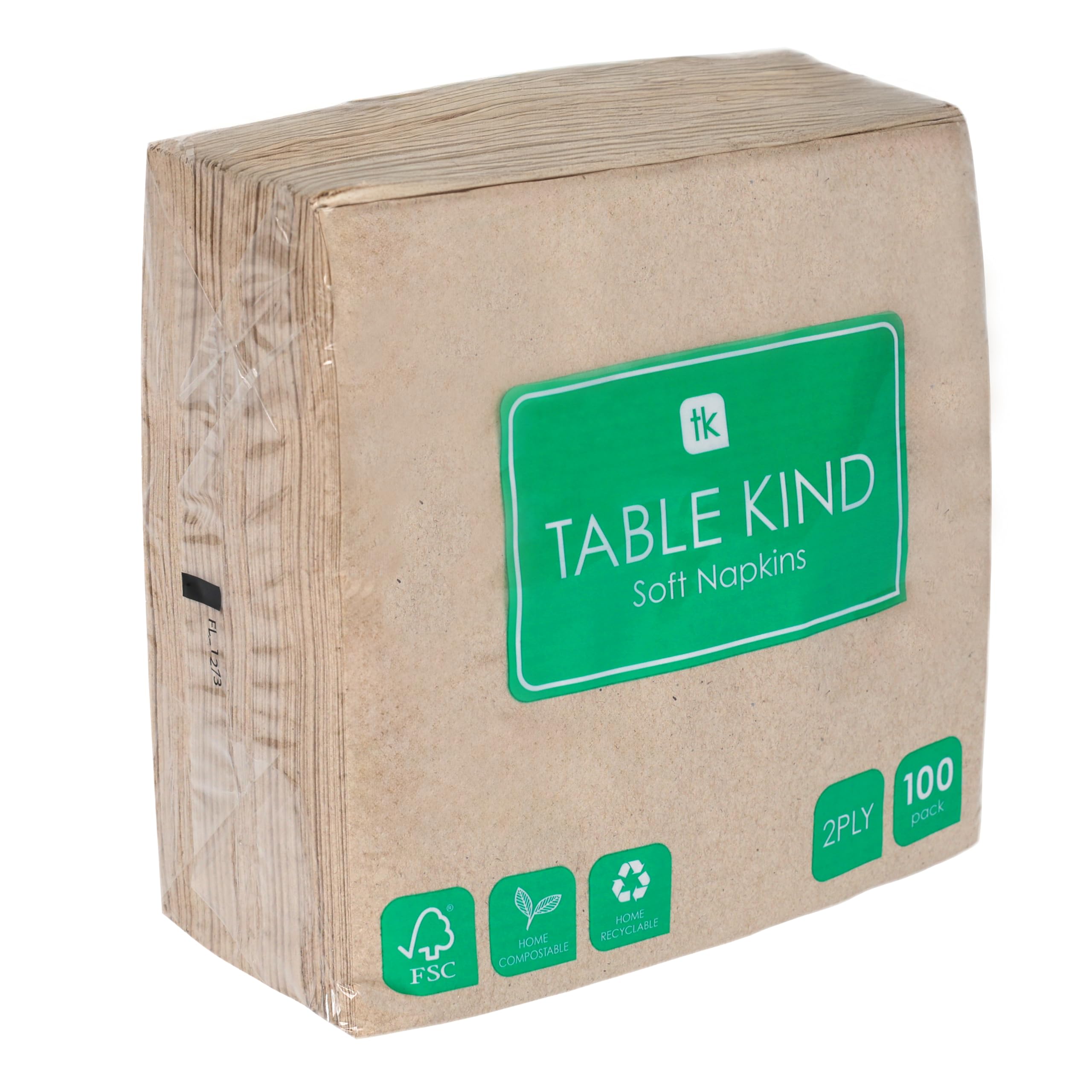 Talking Tables Table Kind 100 Pack Soft Recycled Paper Napkins Brown 2-Ply 33cm