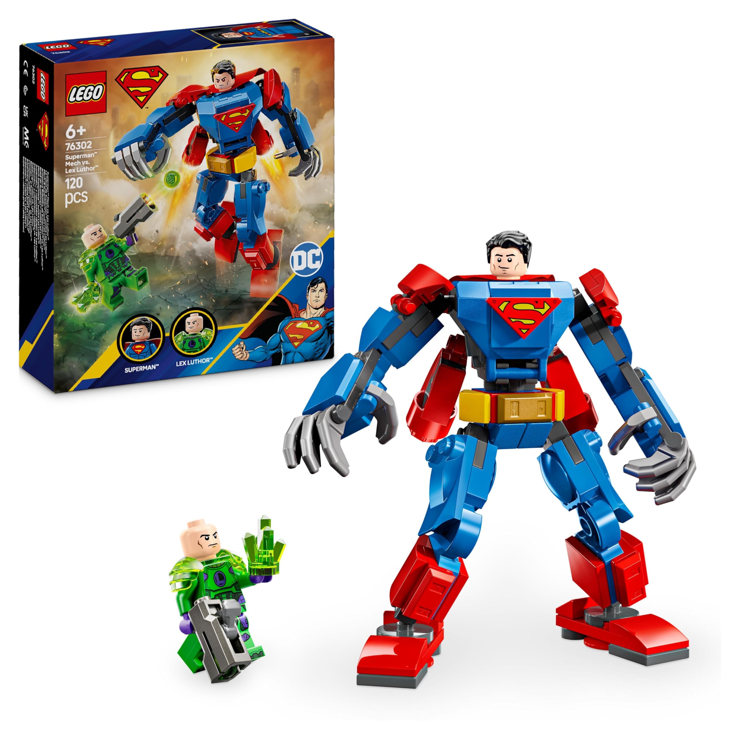 LEGO DC Superman Mech vs. Lex Luthor - Super Heroes Building Playset for Kids 6+