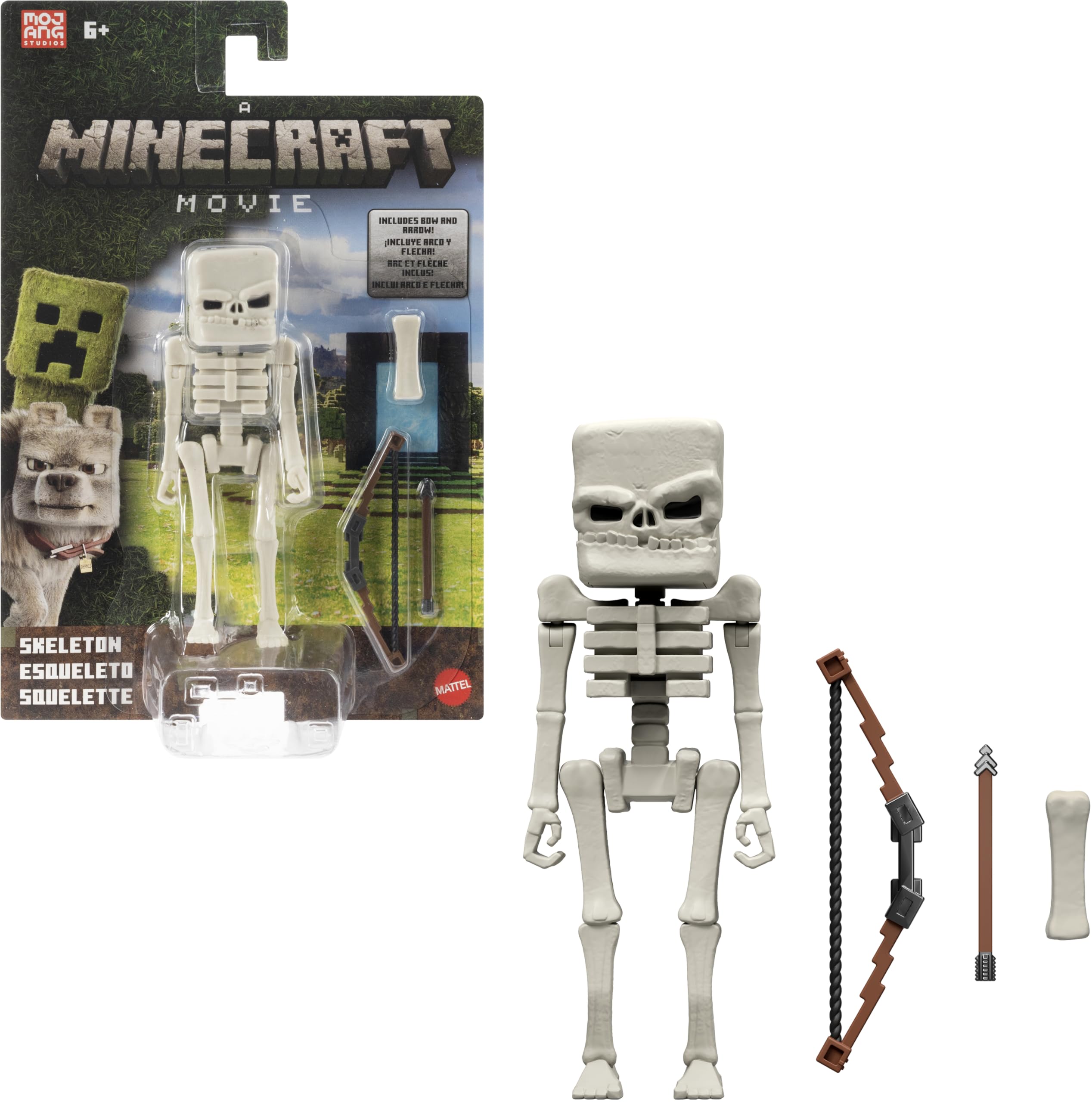 Minecraft Action Figure & Accessories Set - 4-inch Posable Skeleton by Mattel
