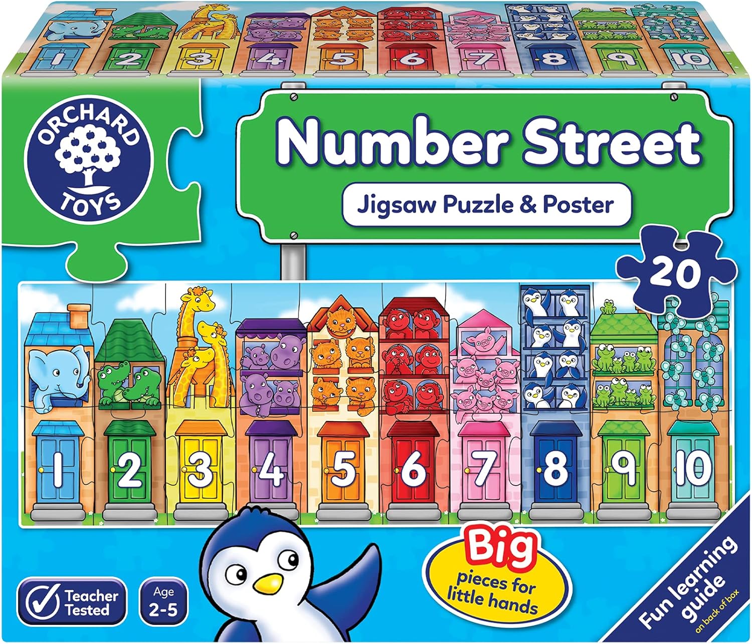 Orchard Toys Number Street Jigsaw Puzzle - 20 Piece Educational Puzzle for Toddlers