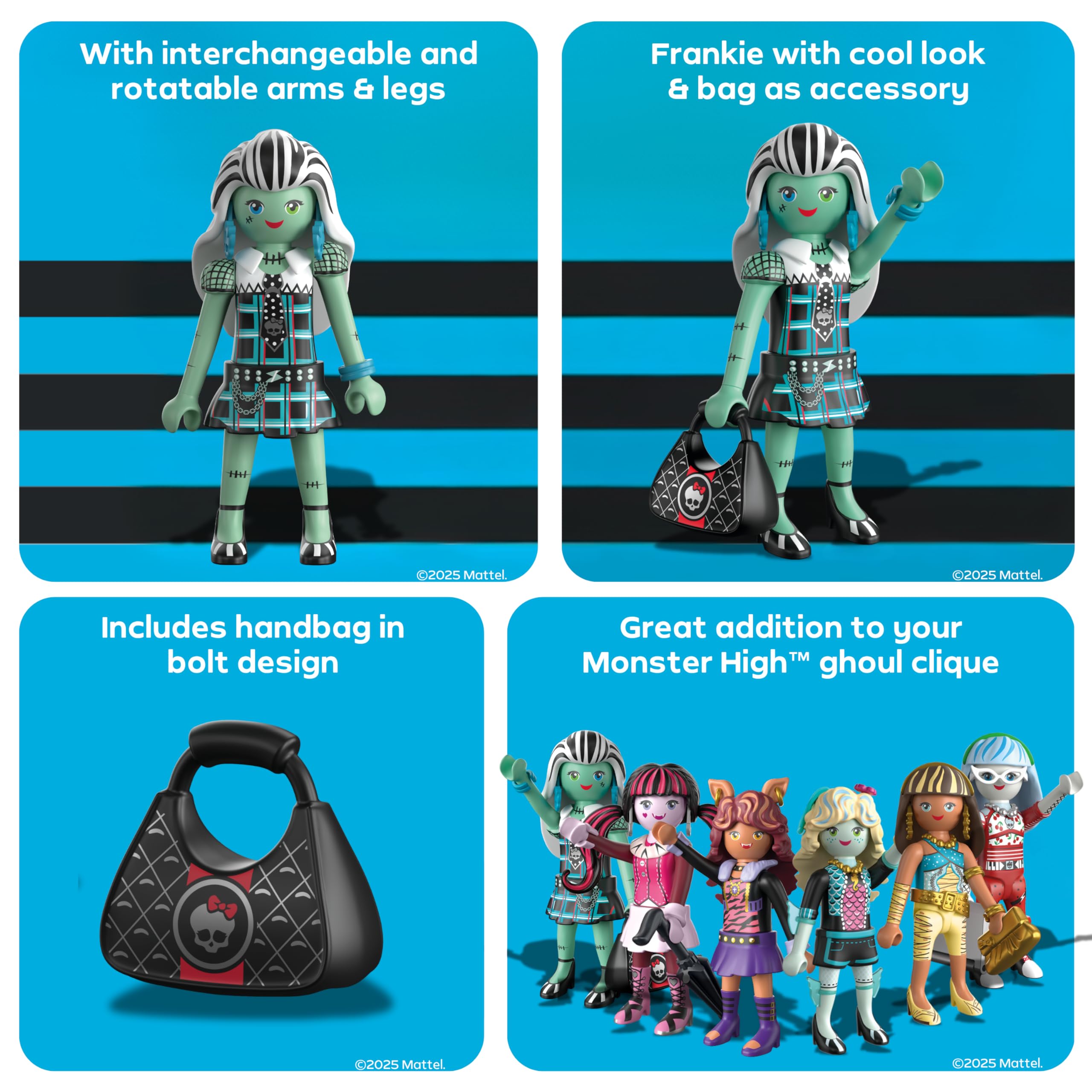 Playmobil Monster High Frankie Stein Playset - Modular Figure | Ages 4-10 | 5 Pieces 5