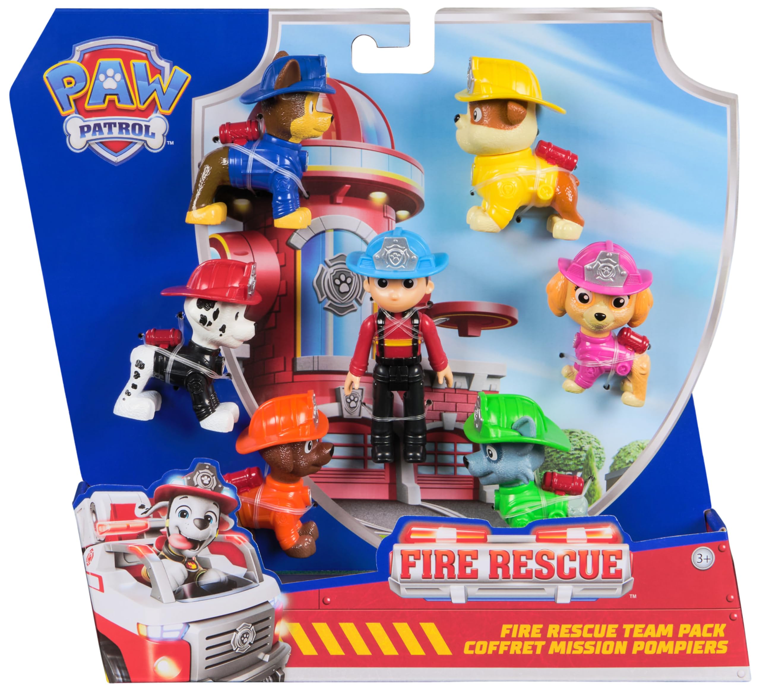 Paw Patrol Fire Rescue Team Pack with 7 Collectible Action Figures, Includi 3