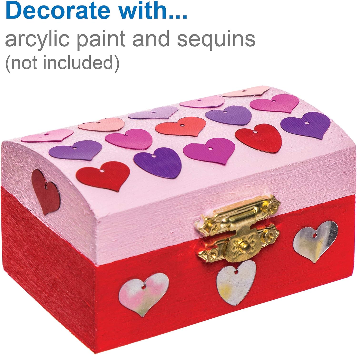 Baker Ross Mini Wooden Treasure Chests - DIY Craft Kit for Kids (Pack of 4) 4