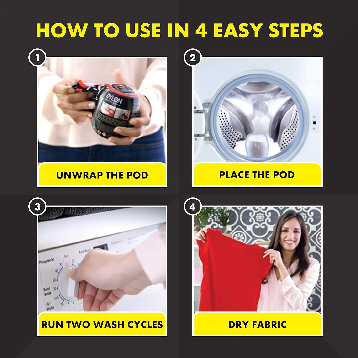 DYLON Washing Machine Fabric Dye Pod - Ocean Blue, 350g for Clothes & Soft Furnishings 3