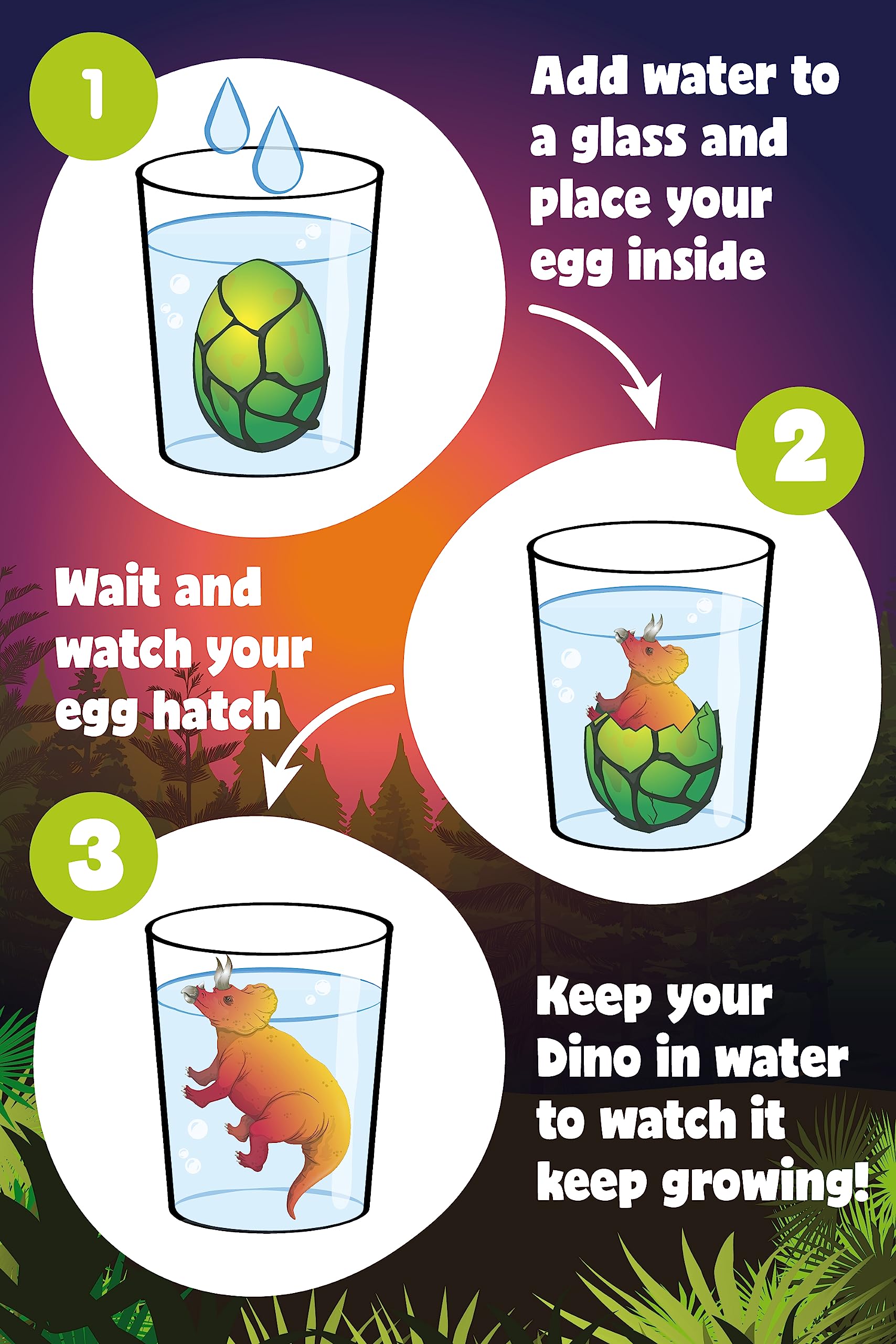 NURCHUMS Keycraft Hatching Triceratops Egg - Grow & Morph Dinosaur Toy for Kids 6