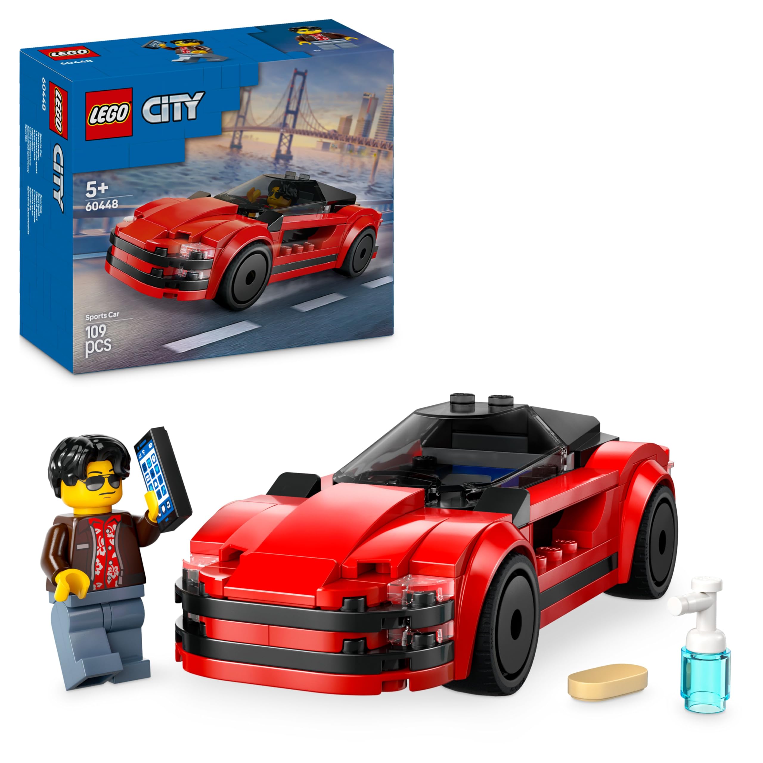 LEGO City Red Sports Car Toy - Buildable Vehicle Playset for 5+ Year Olds