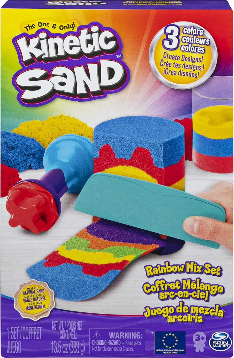 Kinetic Sand Rainbow Mix Set - 382g with 6 Tools for Kids 3+