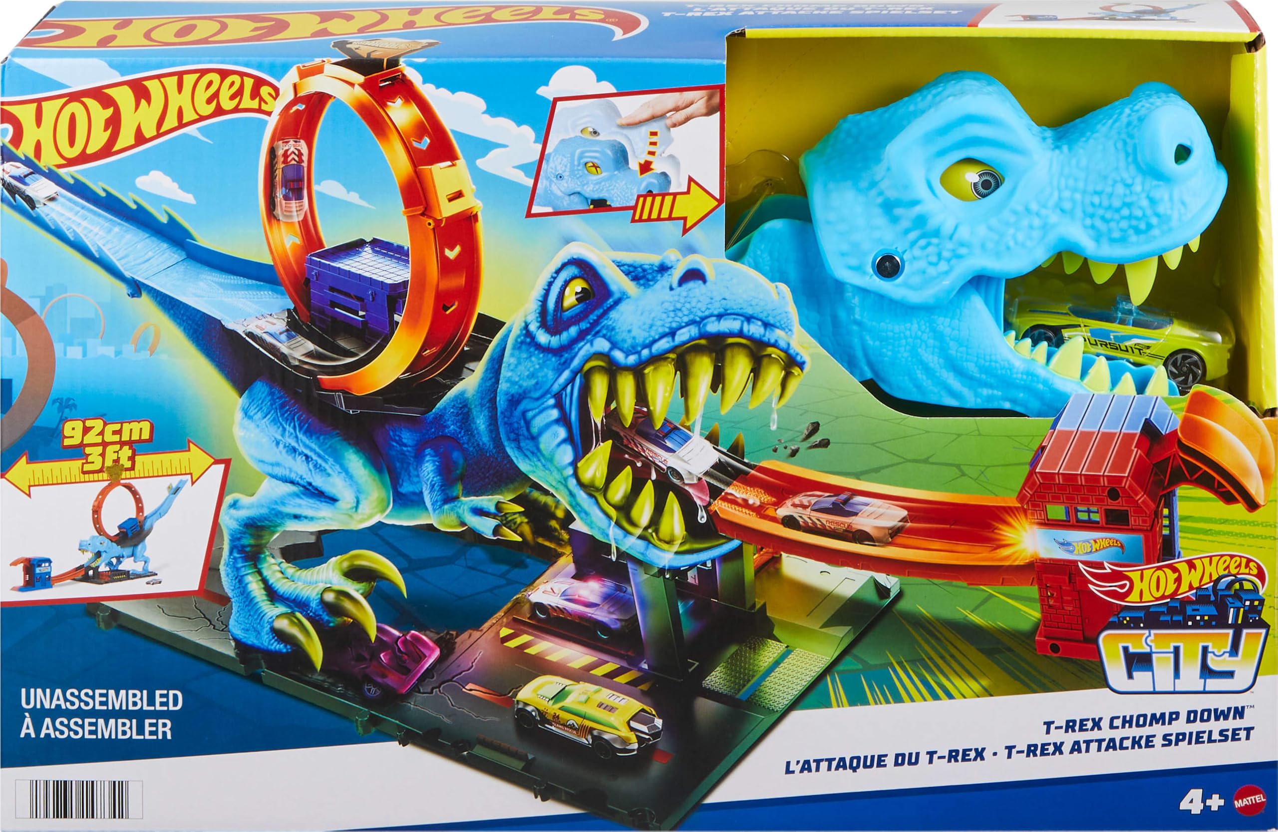 Hot Wheels City Racetrack - T-Rex Chomp Down Loop Stunt | Includes 1 Car | Ages 4+ 6