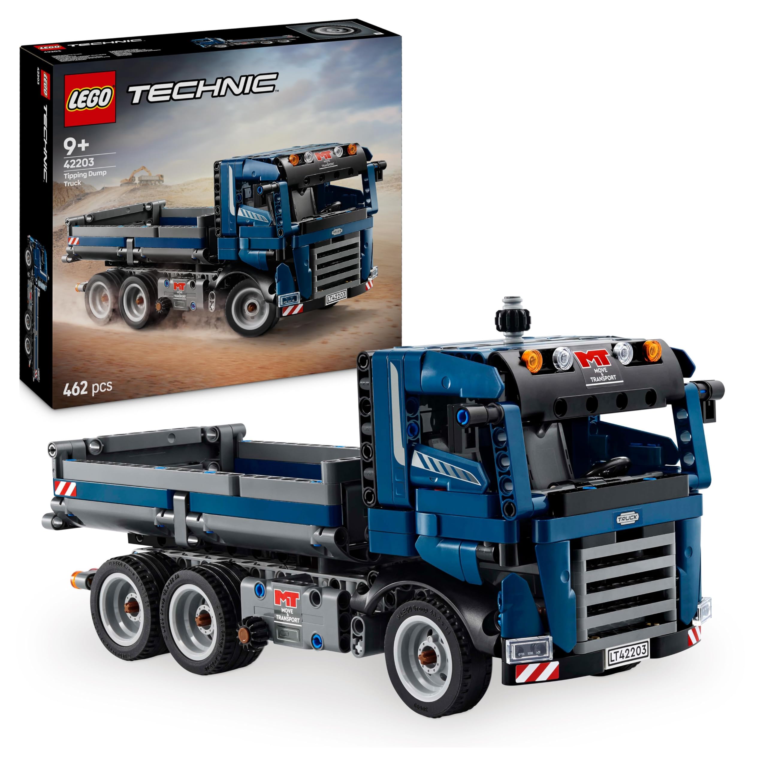 LEGO Technic Tipping Dump Truck Toy with Steering & Moving Dump Box - 462 Pieces for Ages 9+
