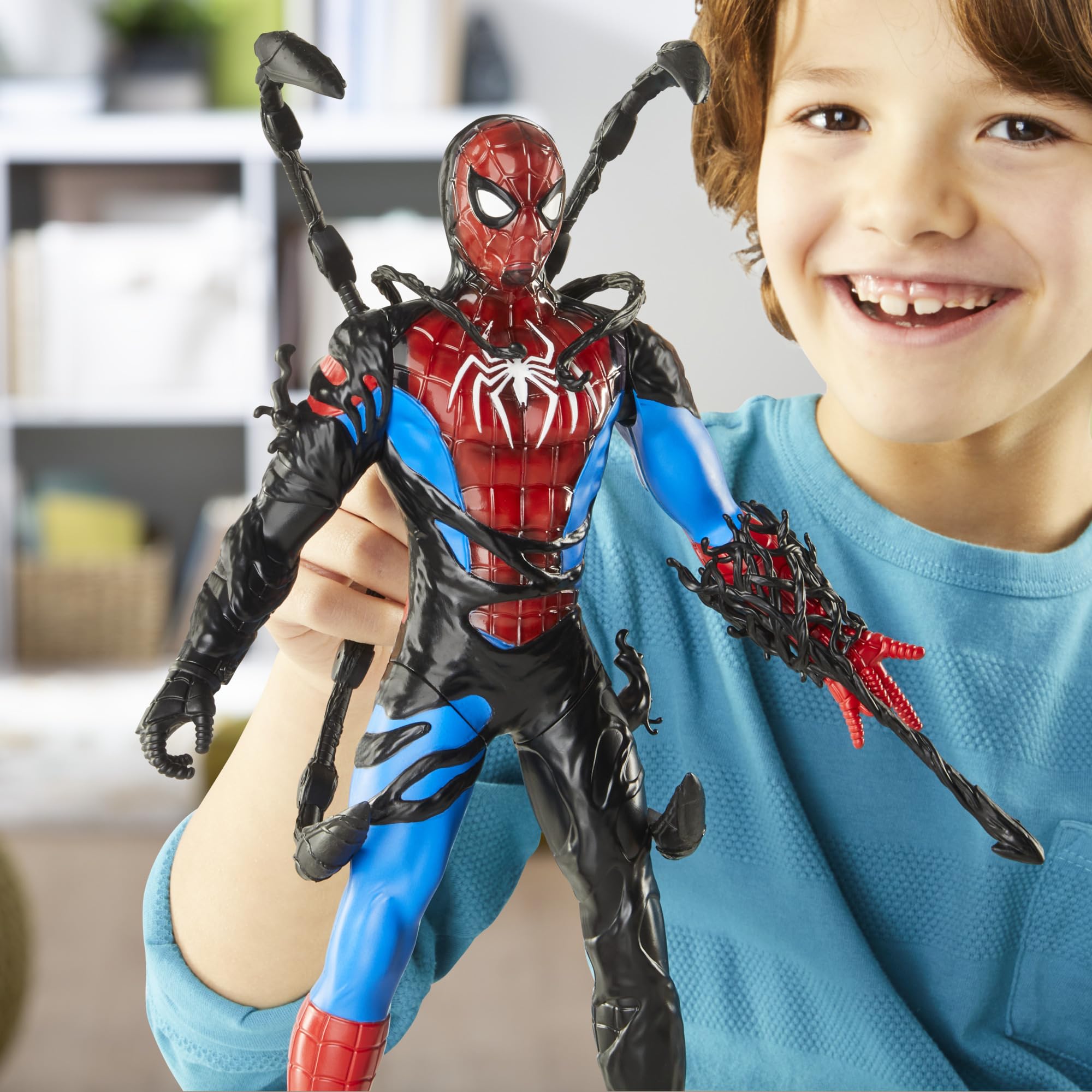 Marvel Spider-Man Liquid Shifter Action Figure - Venomized Transformation, 11-Inch Titan Hero Series Toy for Ages 4+ 5
