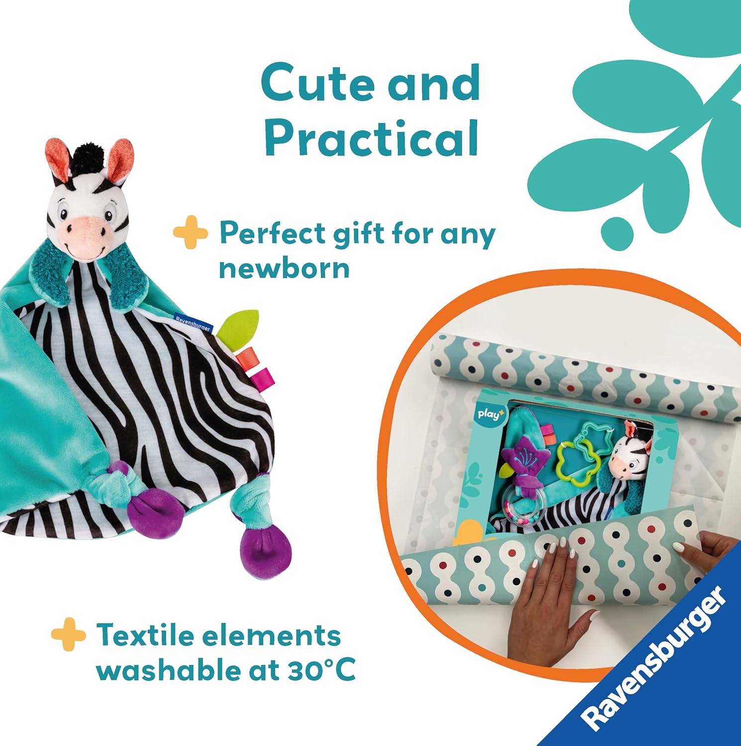 Ravensburger Play+ My First Snuggle Friend Zebra - Baby Toy Set for 0 Months Up