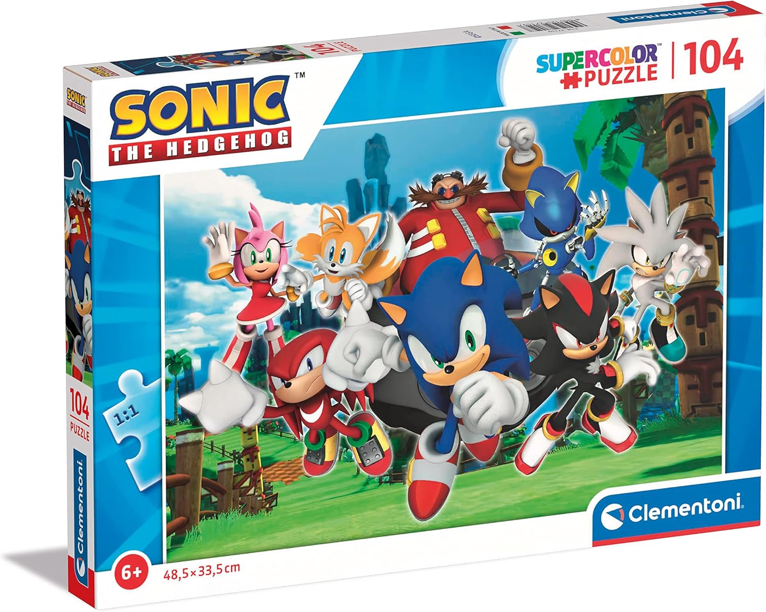 Clementoni Sonic Supercolor 104-Piece Jigsaw Puzzle for Kids Age 6+