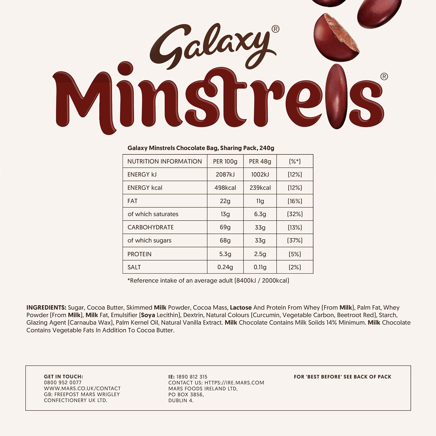 Galaxy Minstrels Milk Chocolate Pouch 195g - Smooth Chocolate with Crisp Sugar Shell 7