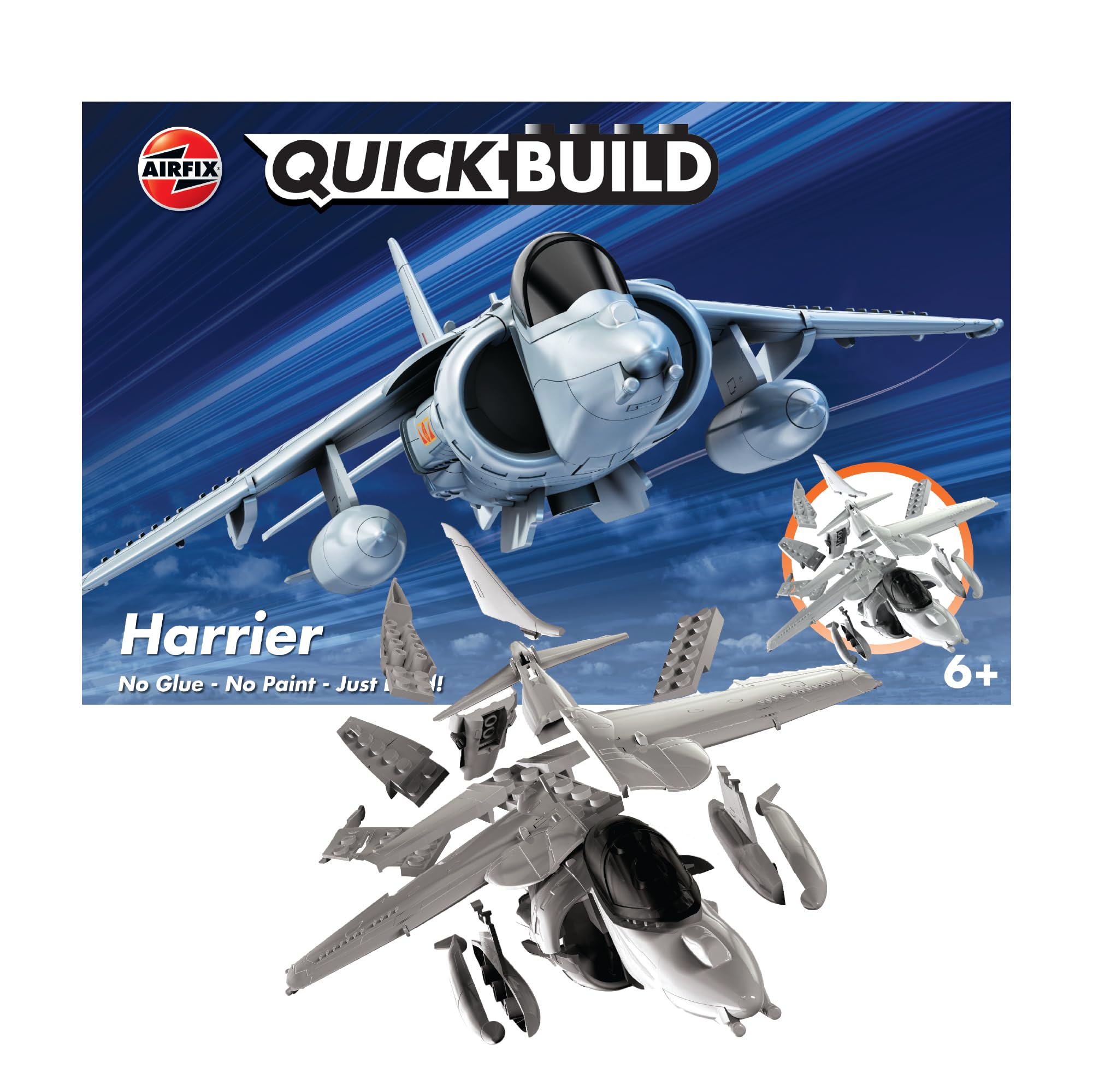 Airfix QUICKBUILD Harrier Model Kit - Snap-Together Fighter Jet for Kids 6+