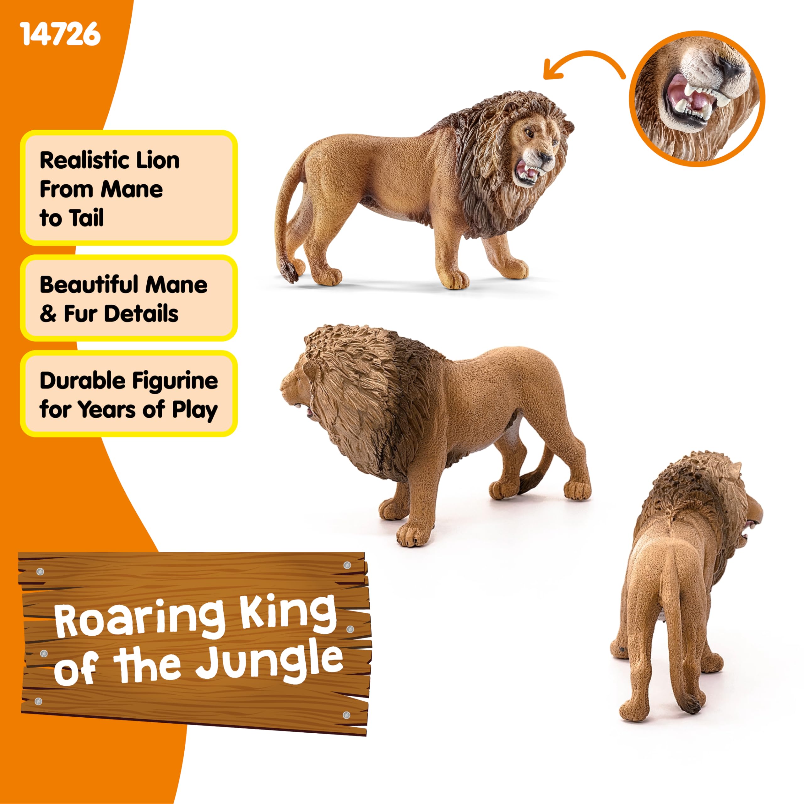 SCHLEICH Lion 14726 - Roaring Wildlife Figurine for Kids 3-10 Years 8