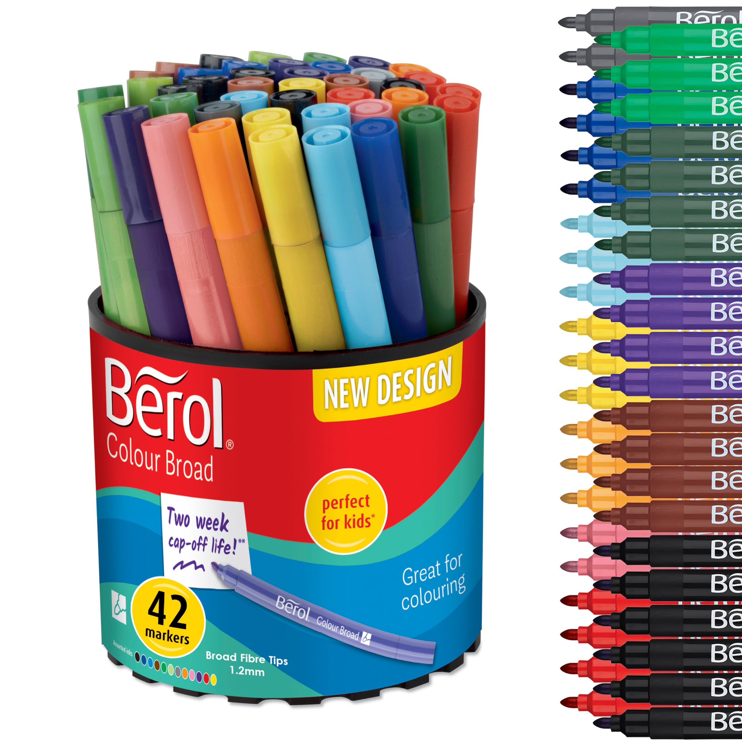Berol Felt Tip Pens - Washable Broad Tip Markers for Kids, 42-Pack 13