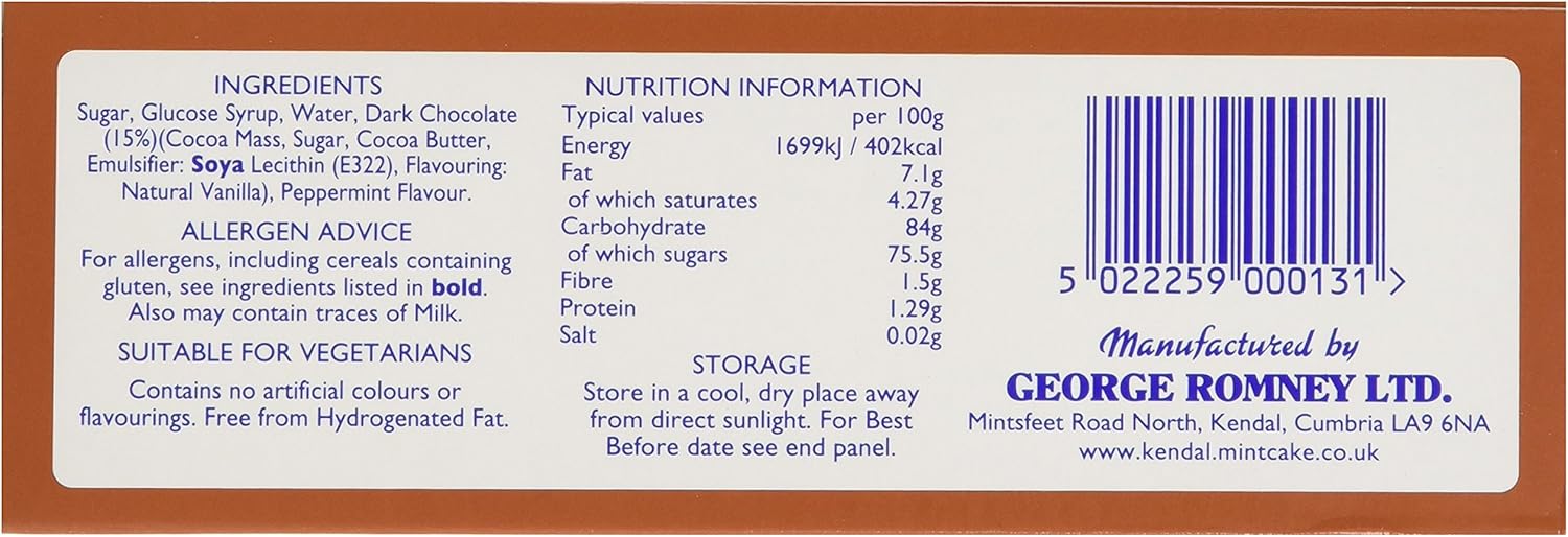Romneys Chocolate Covered Kendal Mint Cake 113g - Peppermint Confection with Dark Chocolate Coating 5