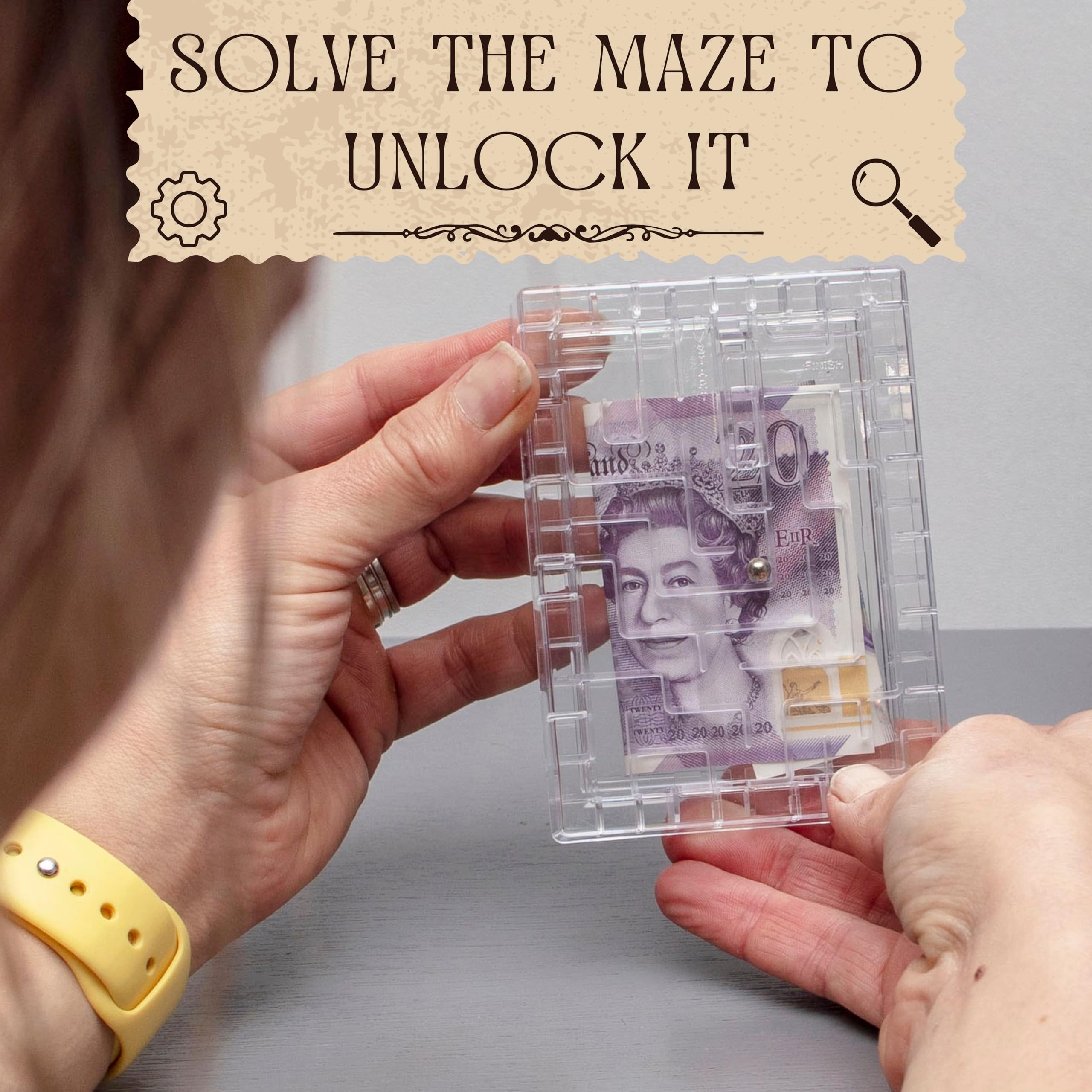 Boxer Gifts Escape Maze Money Puzzle Box for Gift Cards and Cash - Clear Plastic Brain Teaser Challenge 8