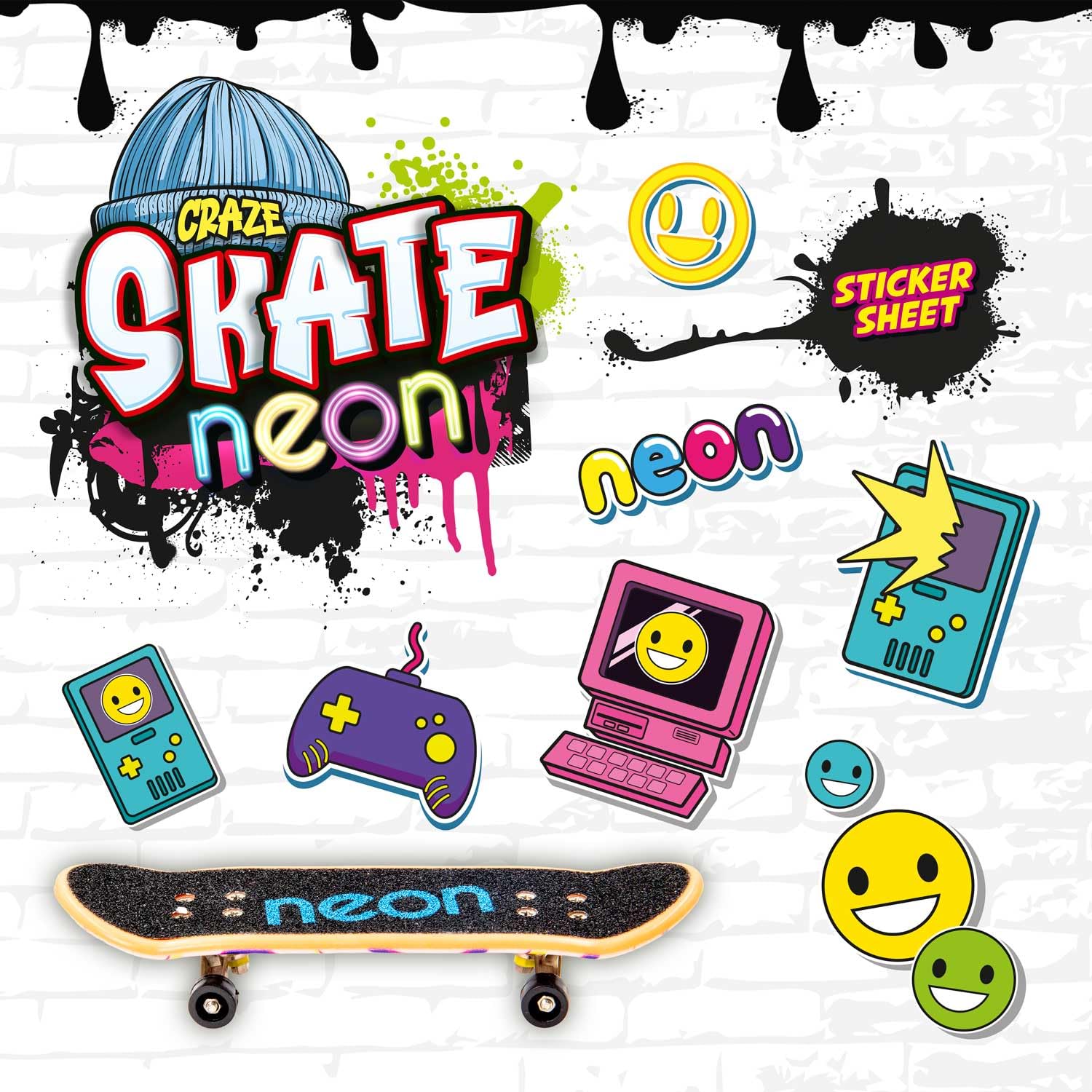 CRAZE SKATE Fingerboard Set Neon Edition Pack of 4 – Mini Skateboards for Tricks 3