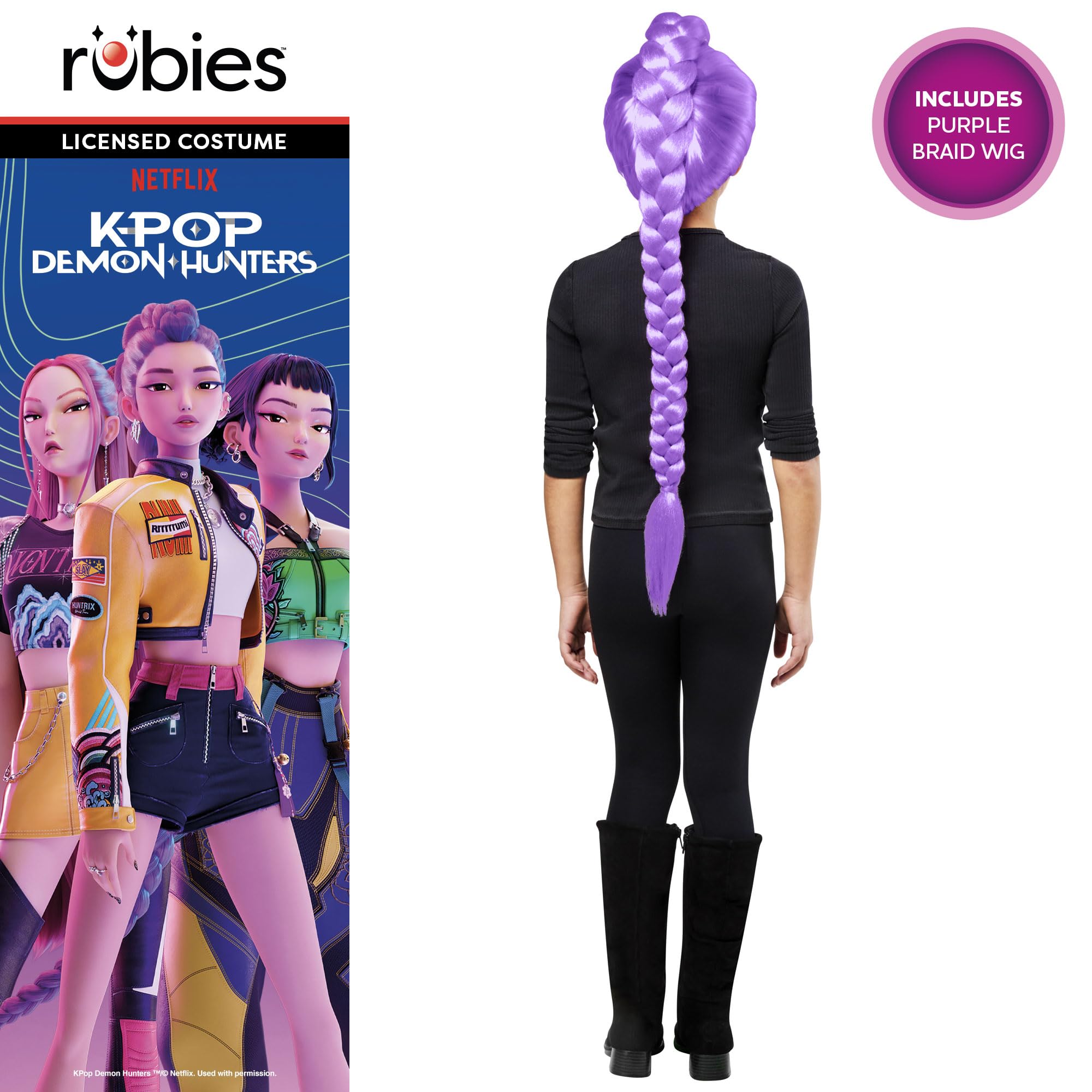 Rubies Official K-Pop Demon Hunters Rumi Wig - Purple Kids Costume Accessory | One Size
