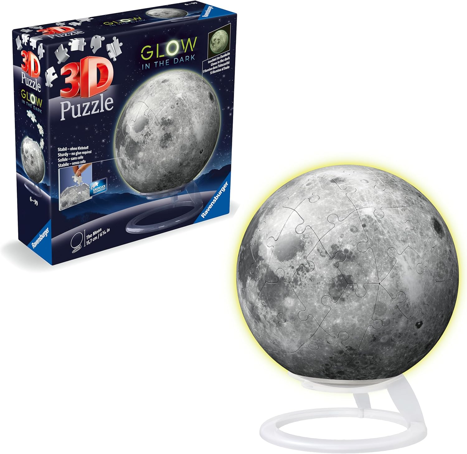 Ravensburger Glow in the Dark Moon 3D Puzzle - 72-Piece Educational Toy for Ages 6+