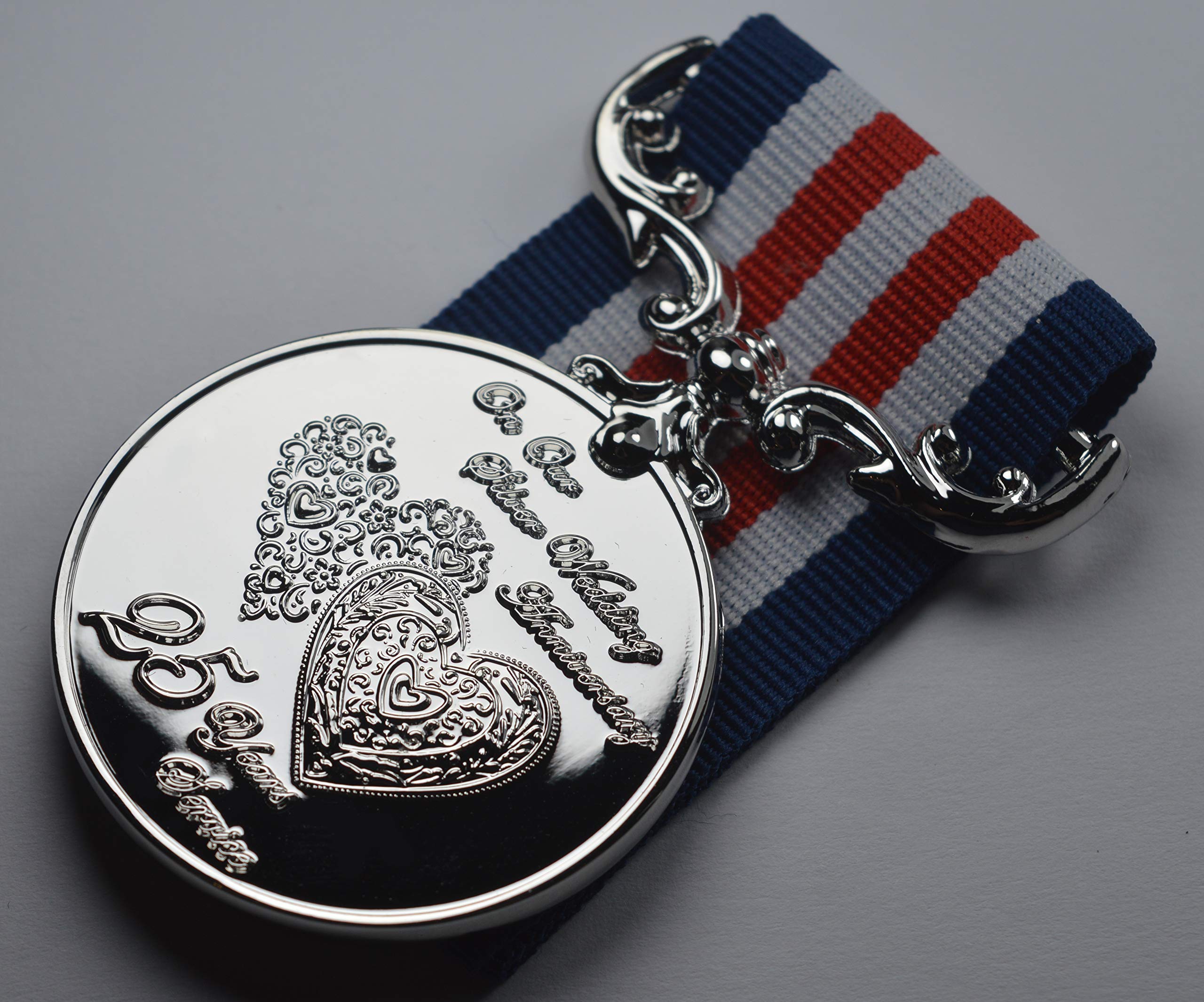 The Commemorative Coin Company 25th Silver Wedding Anniversary Medal | Silver Plated | Full Size Replica 1