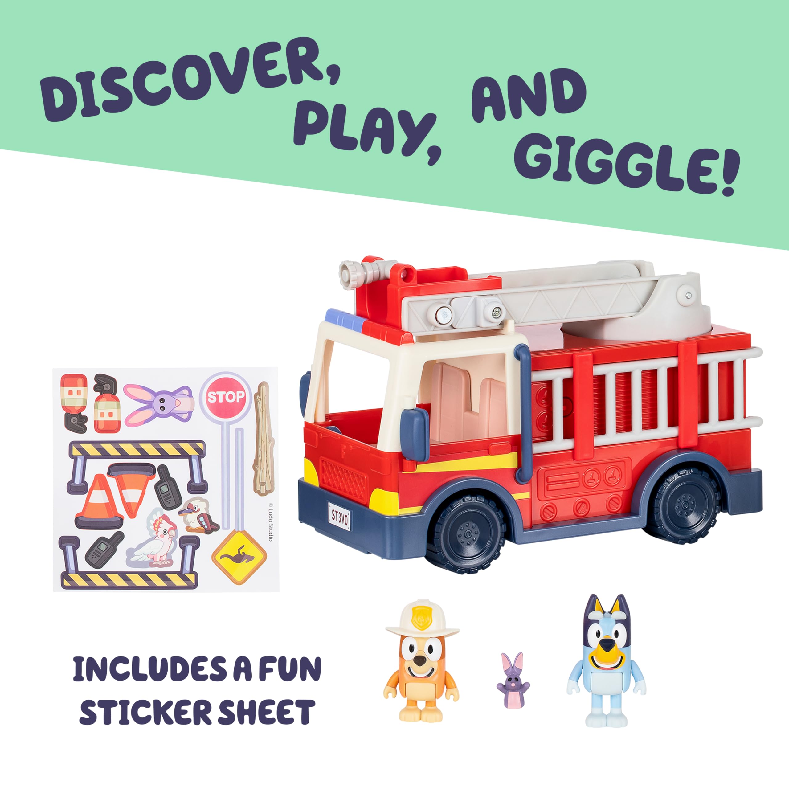 Bluey Firetruck Playset - Includes Firefighter Bingo & Bob Bilby, Ages 3+ 12