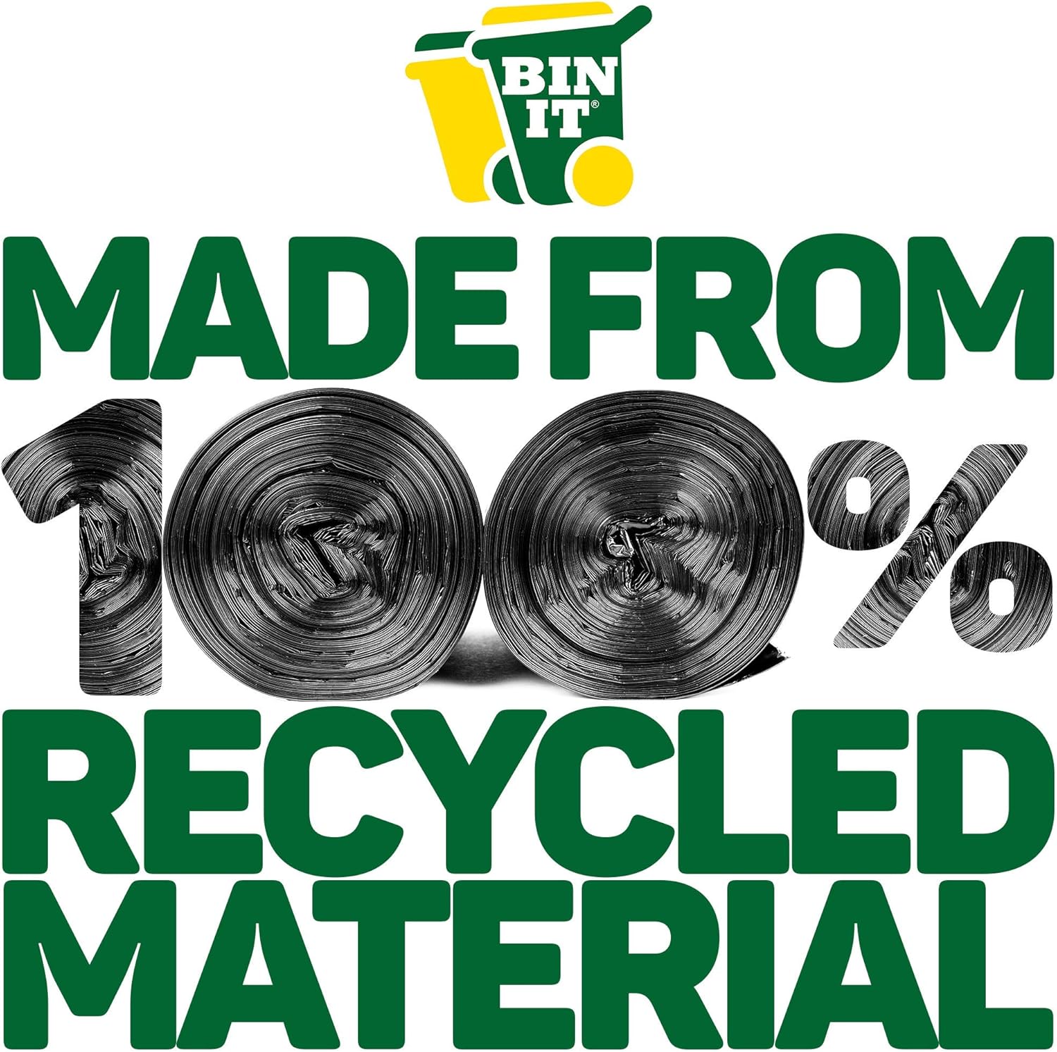 BIN IT 40 Drawstring Bin Liners 70L - Recycled Strong Refuse Sacks for Household & Office 3