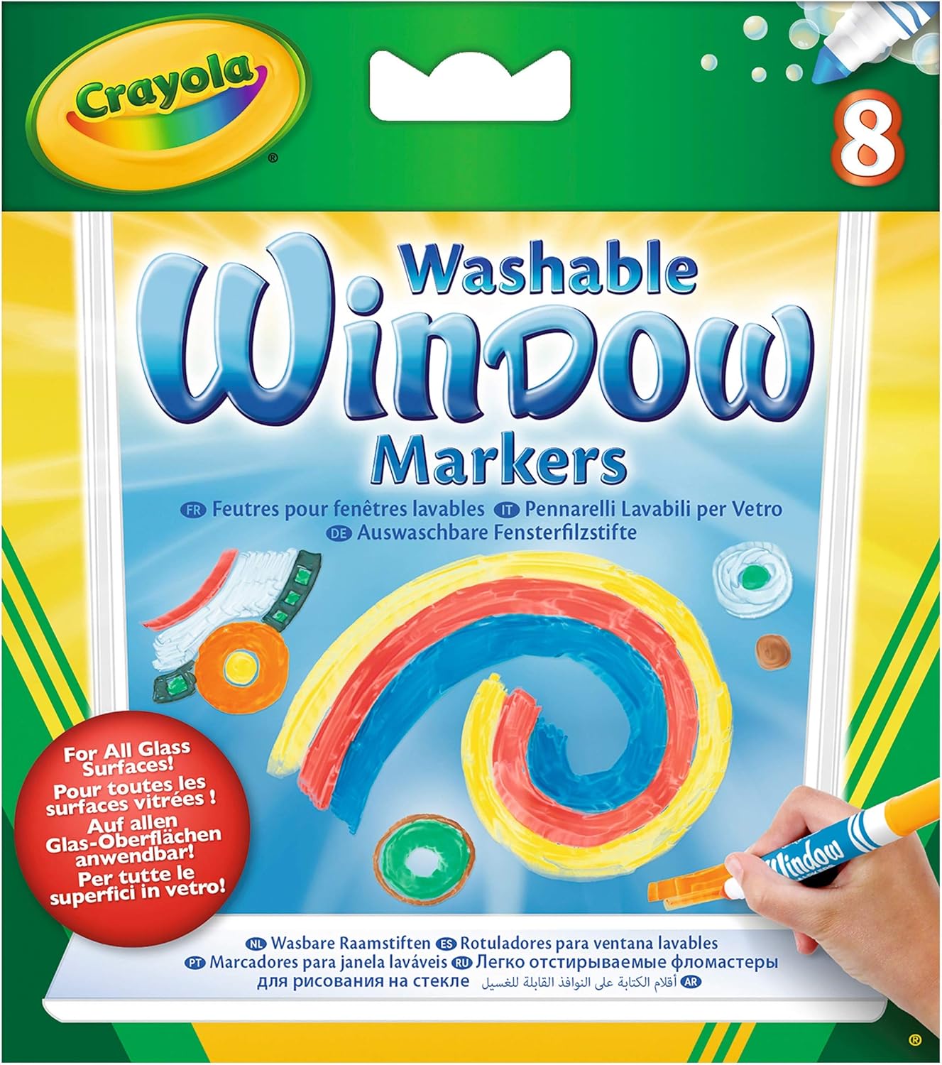 Crayola 58-8165 Window Markers - 8 Count Washable Window Art Set 8